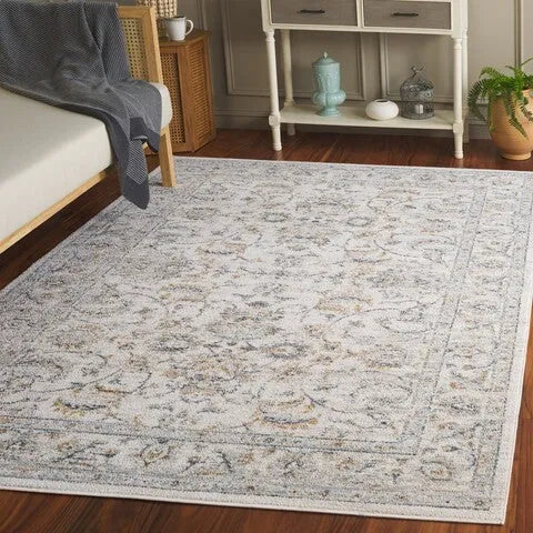 Avalon Polyester Rug in Ivory and Blue