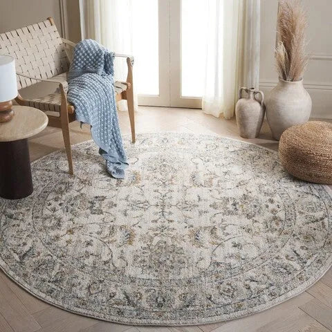 Avalon Polyester Rug in Ivory and Blue