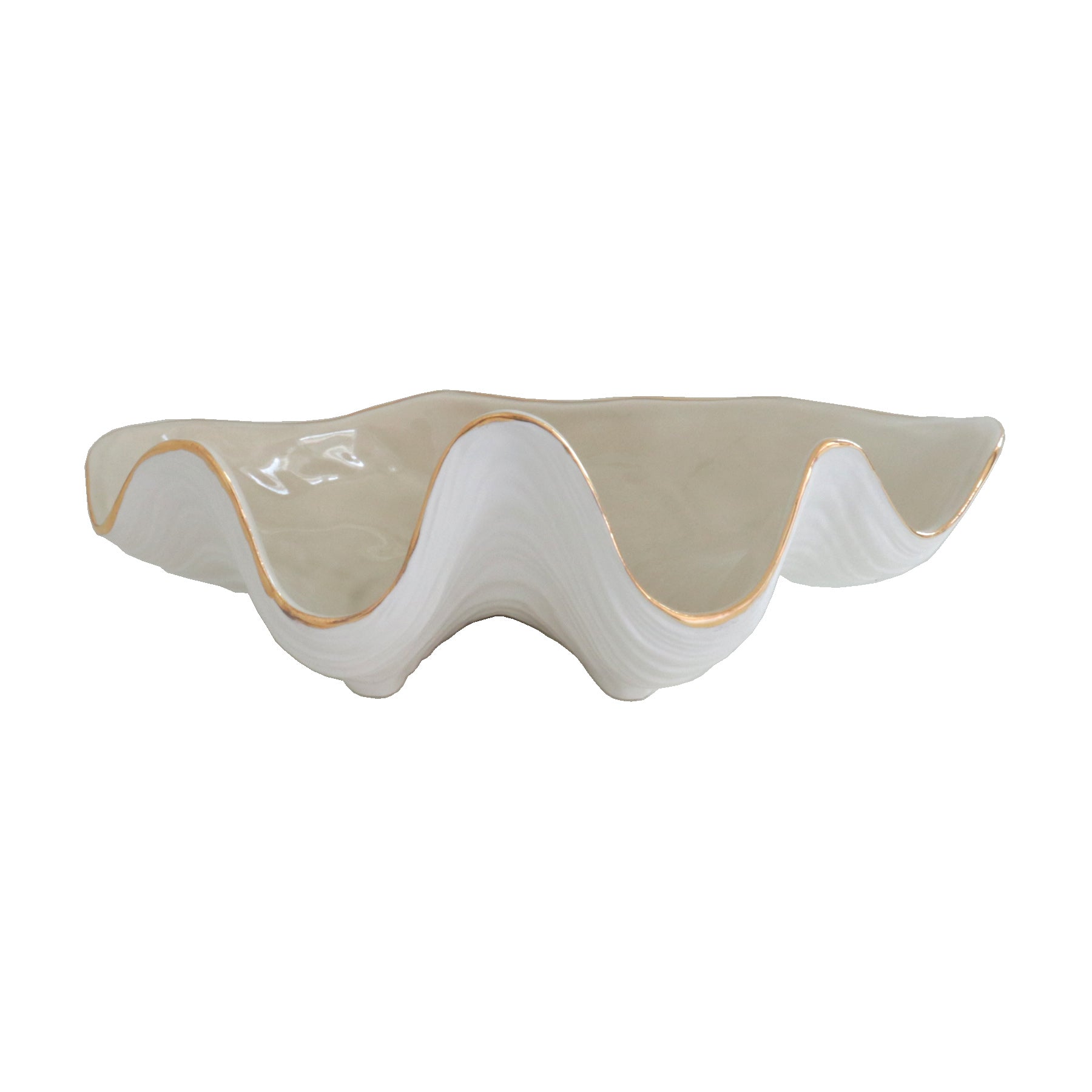 Clam Shell Bowl with 22K Gold Accent