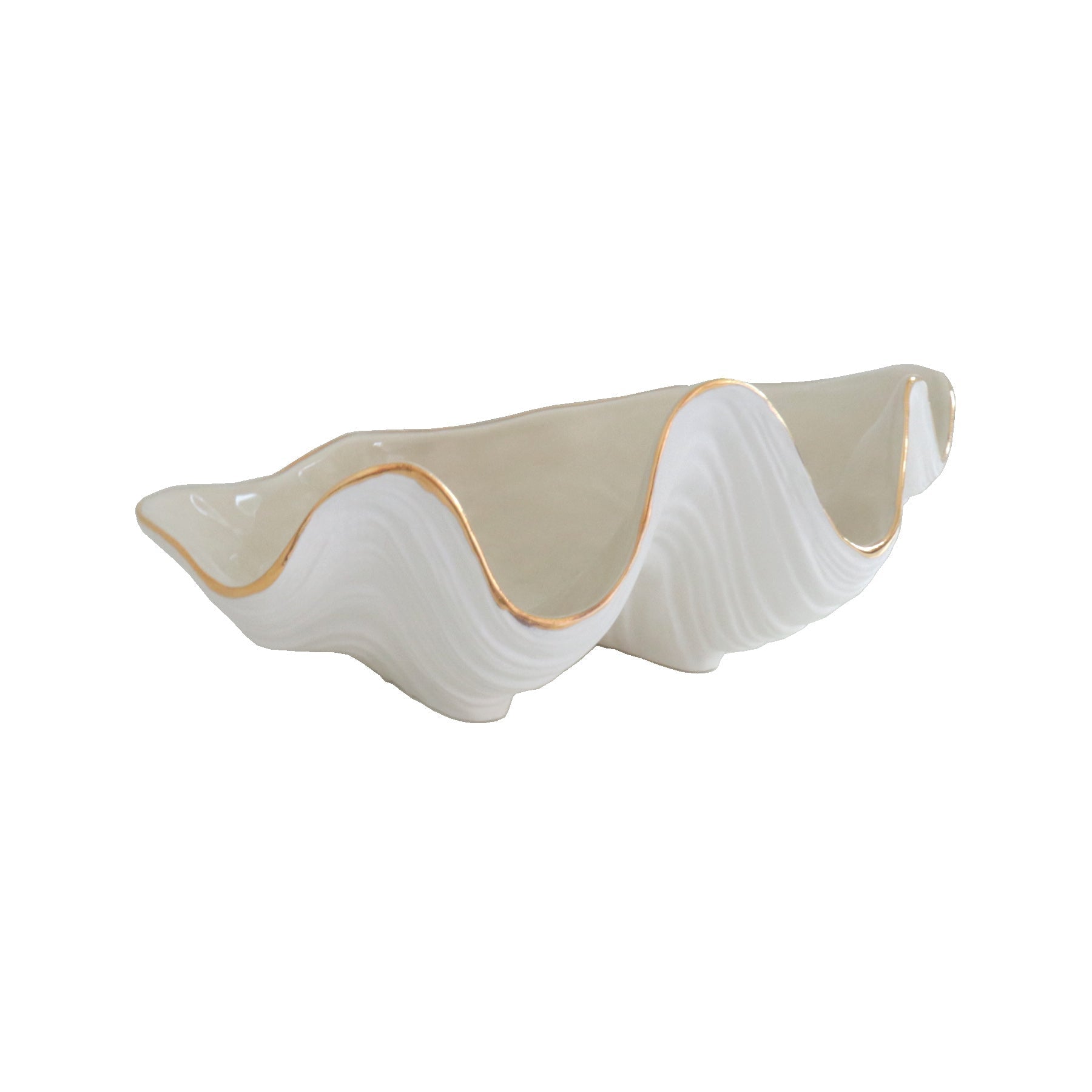 Clam Shell Bowl with 22K Gold Accent