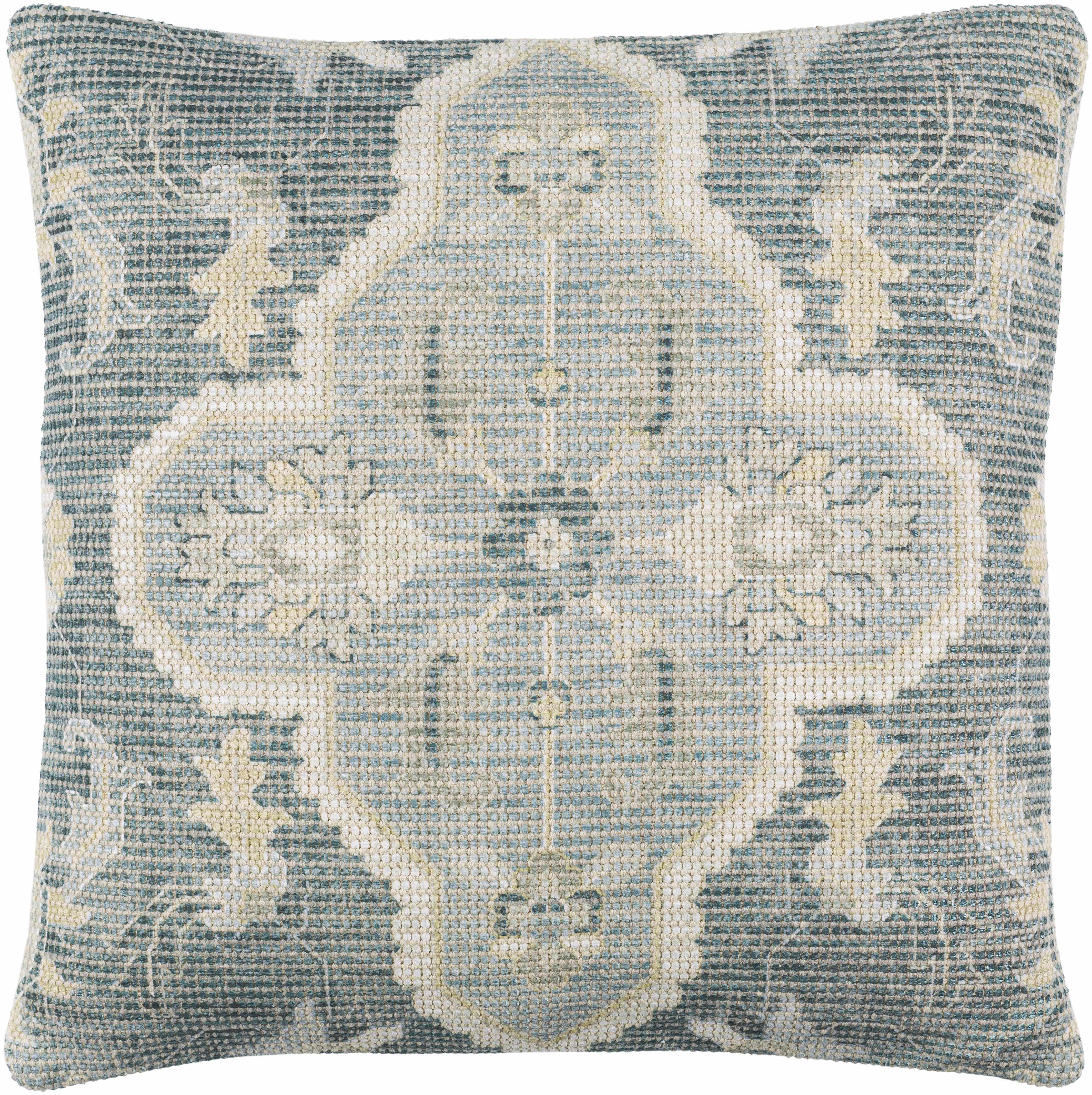 Bigaa Teal Medallion Square Throw Pillow