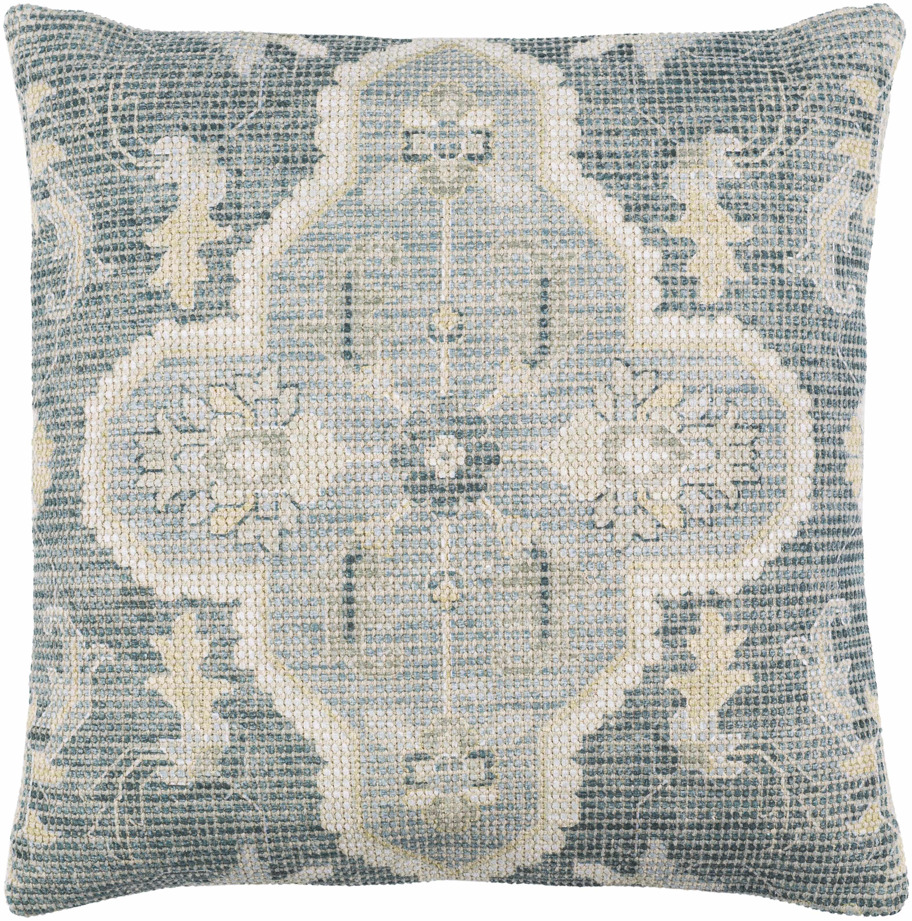 Bigaa Teal Medallion Square Throw Pillow