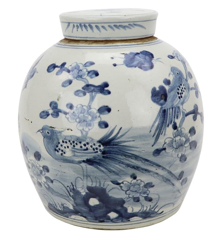 Bird Floral Flat Top Jar