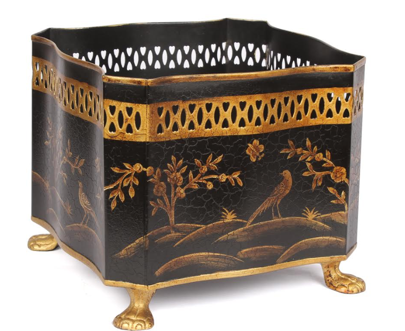 Black & Gold Square Footed Planter