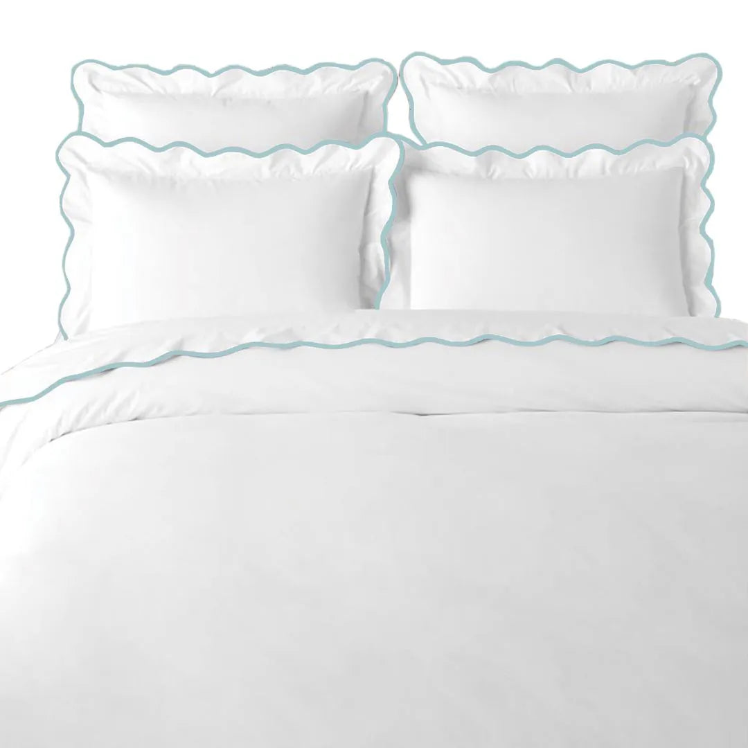 Scalloped Duvet Cover, Blue / White