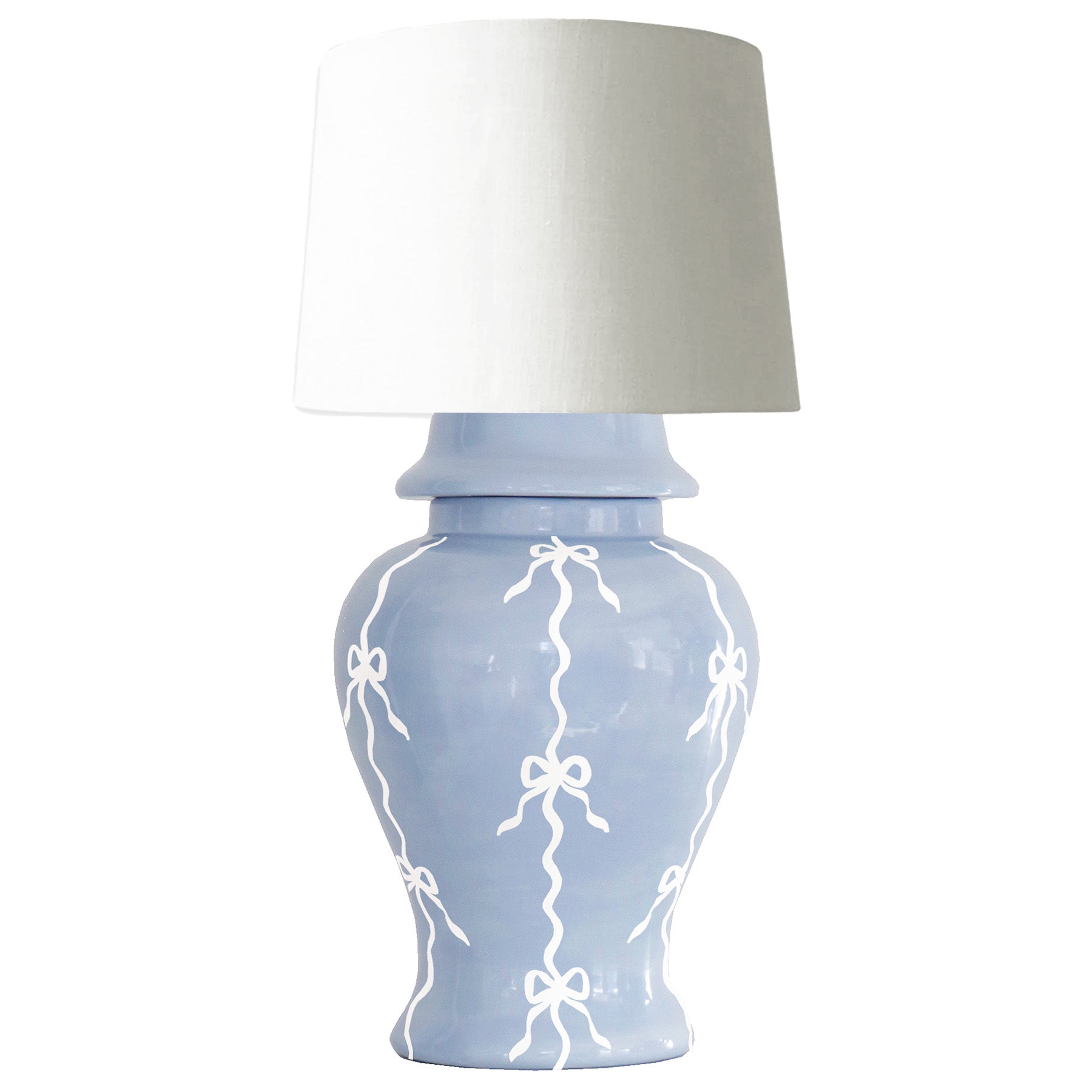 Bow Stripe Ginger Jar Lamp in Serenity Blue