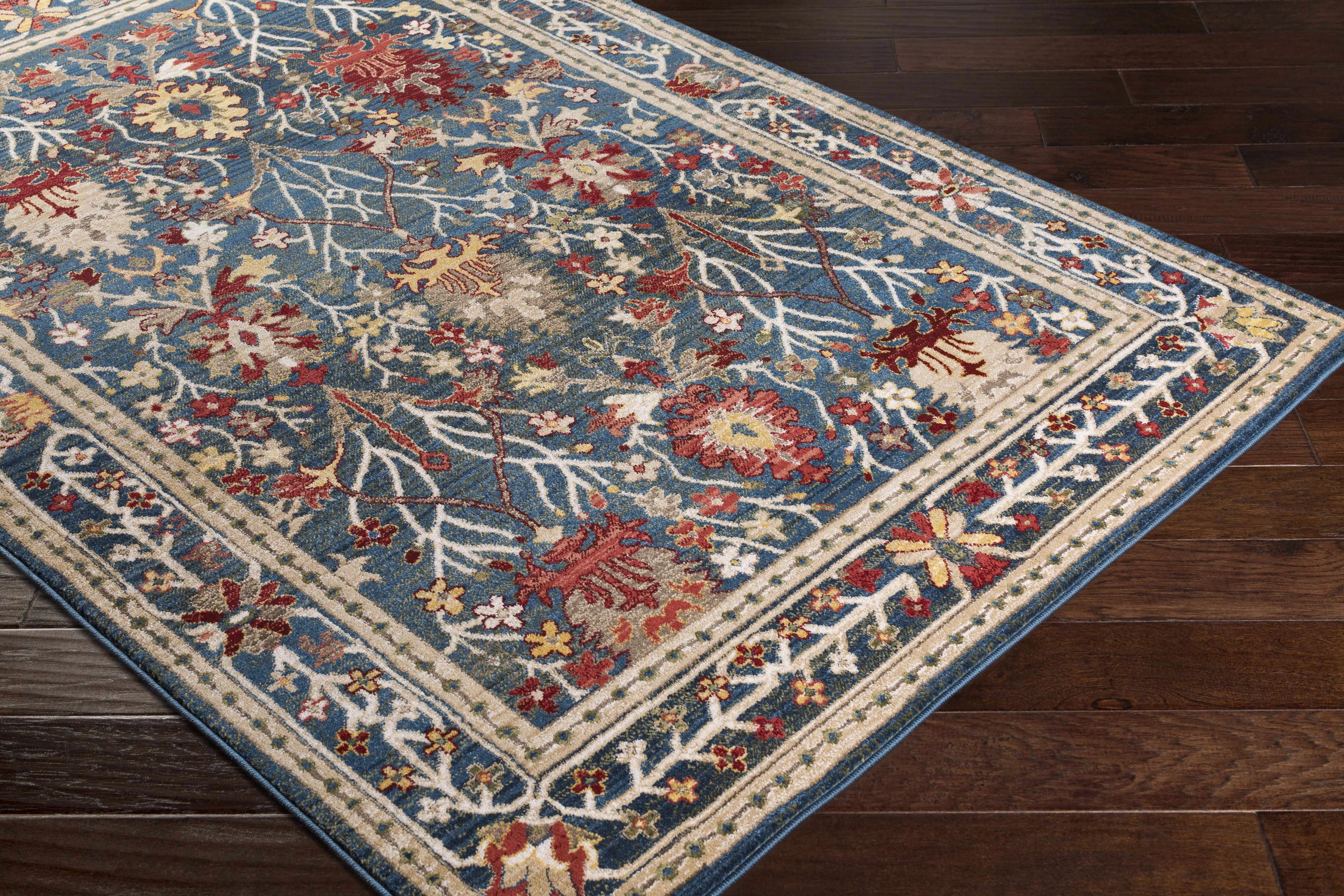 Neola Navy Blue Damask Area Rug