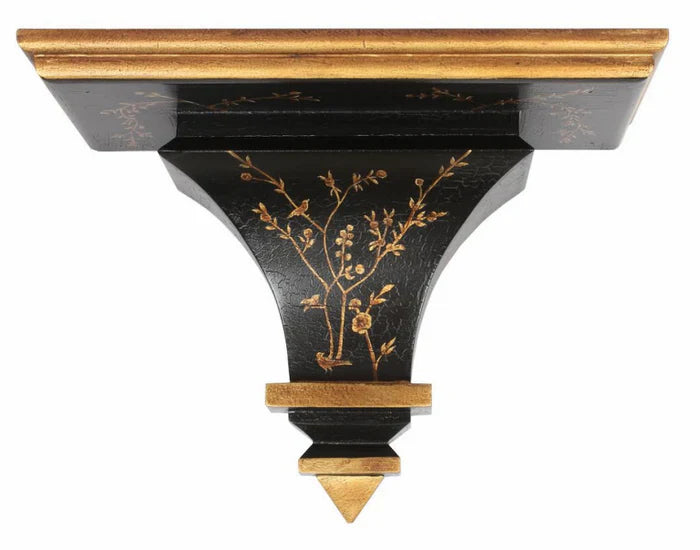 Black & Gold Hand Painted Chinoiserie Wood Bracket