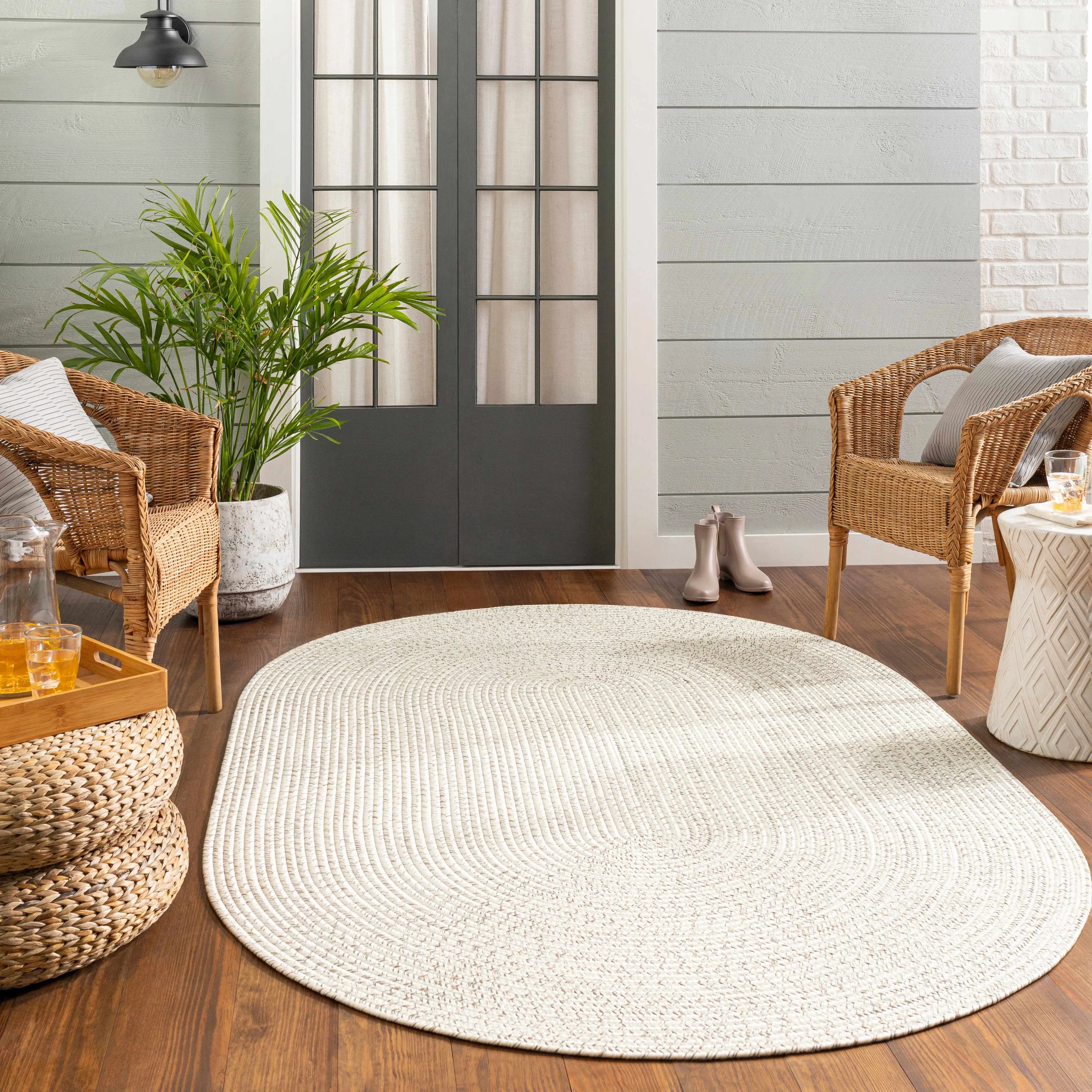 Beige Braided Faux Jute Rug