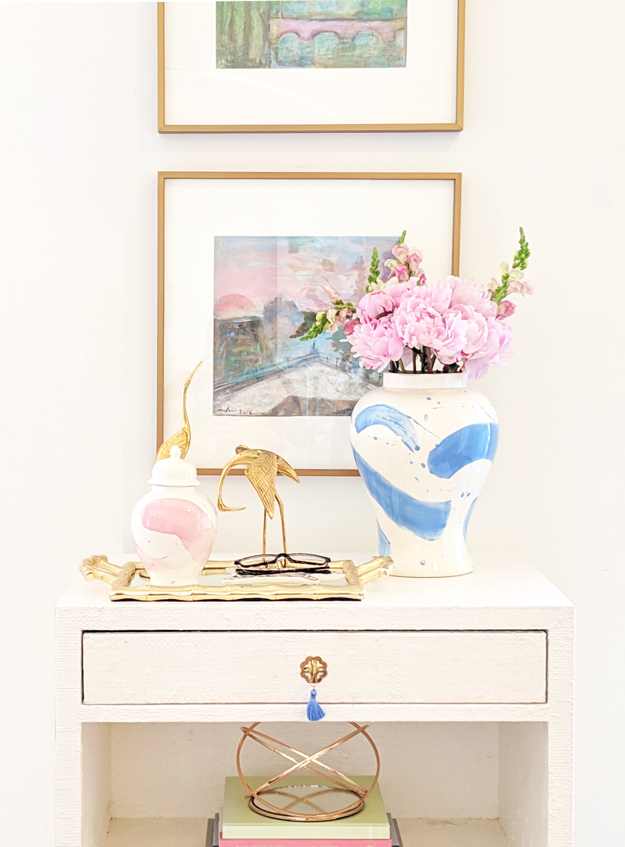 French Blue Brushstroke Ginger Jars