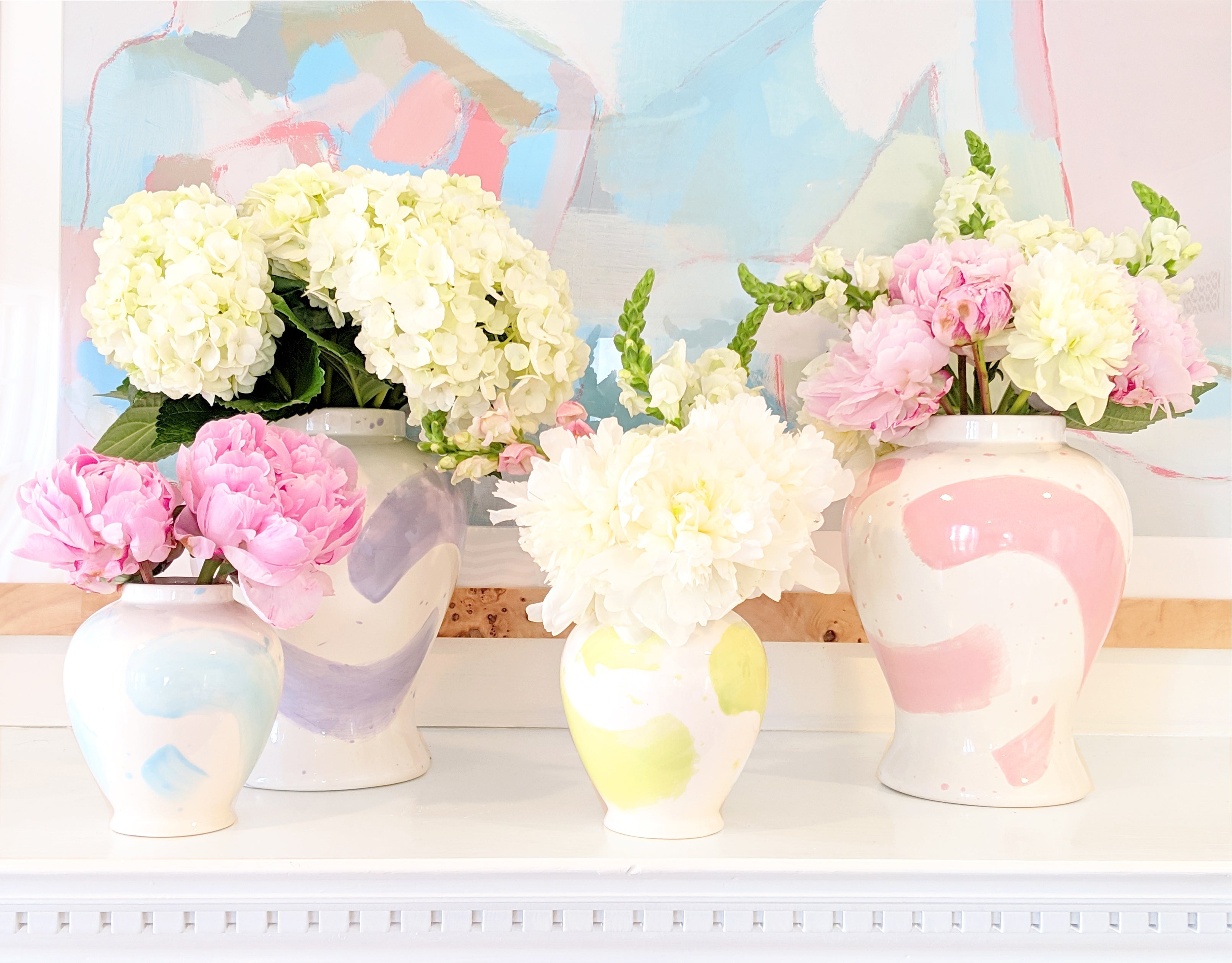 Hydrangea Light Blue Brushstroke Ginger Jars