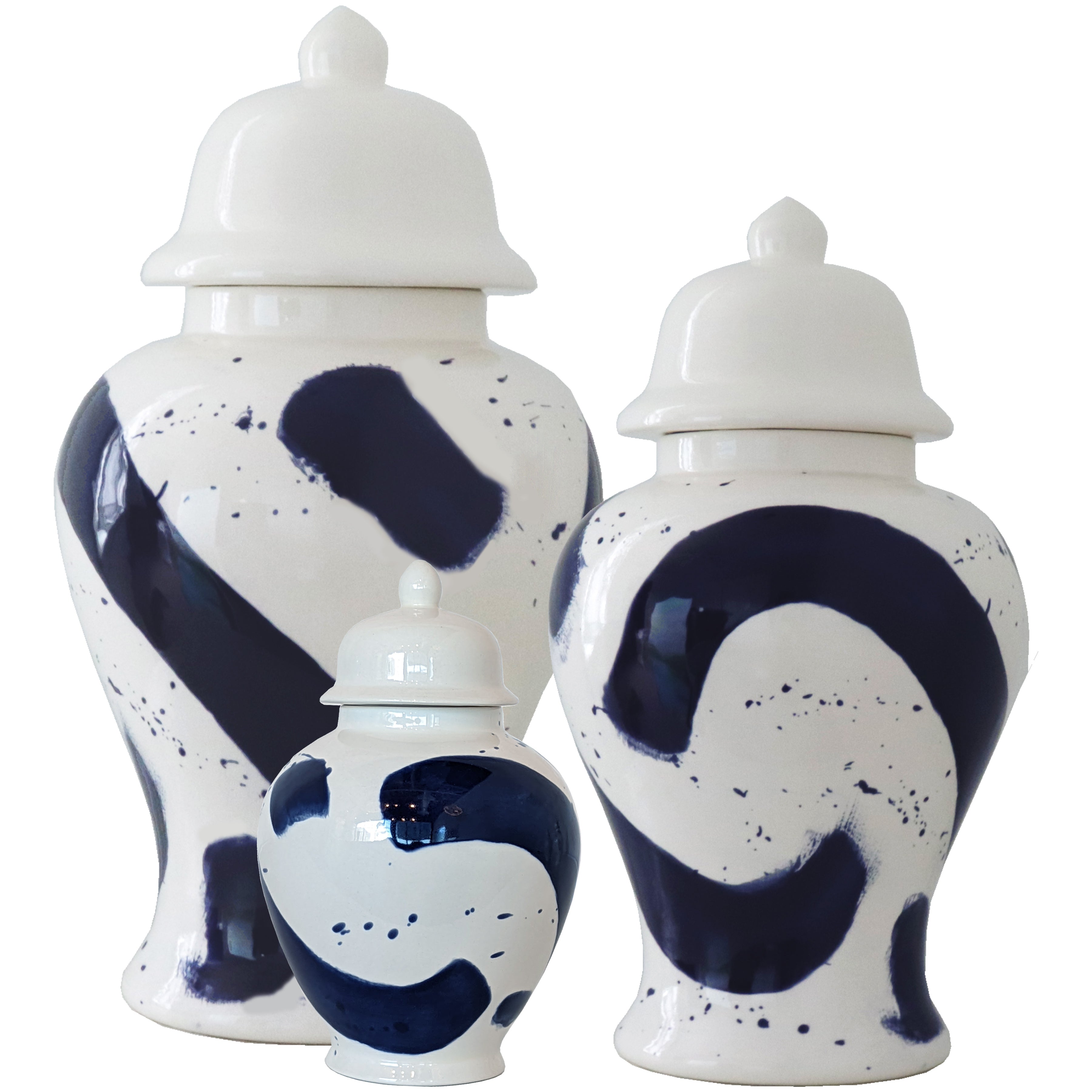 Navy Blue Brushstroke Ginger Jars