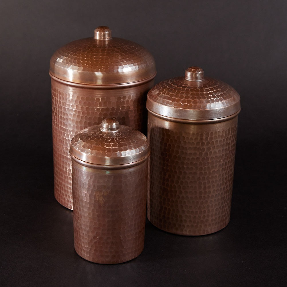 Copper Kitchen Canisters - Small Set, 3 Pieces