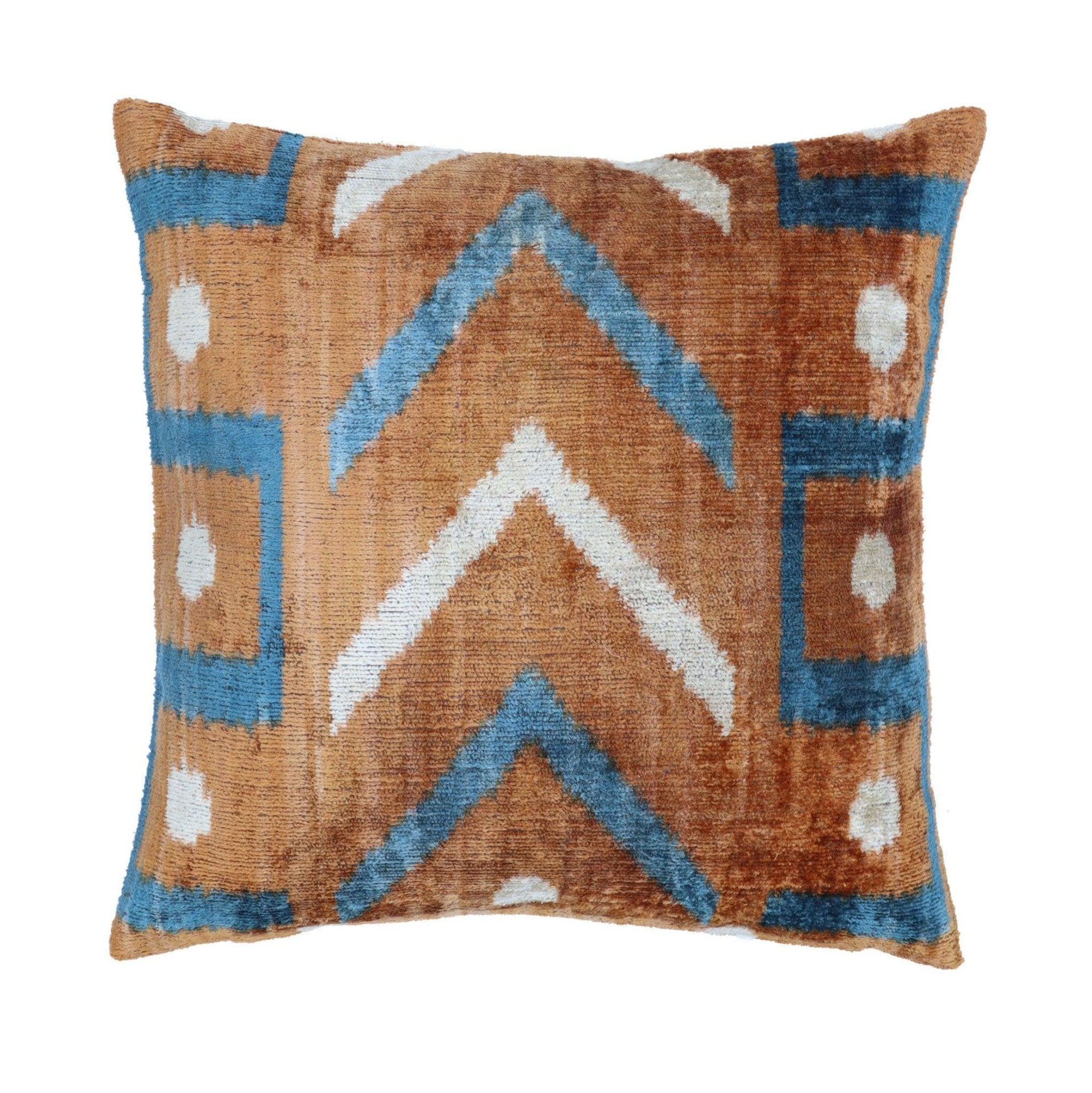 Canvello Blue And Brown Pillows For Living Room - 16x16 inch