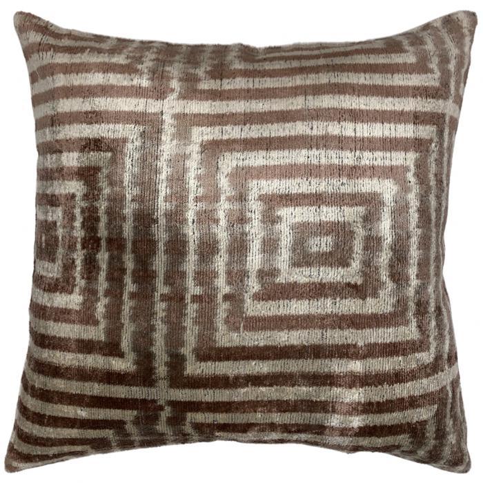 Canvello Brown Velvet Turkish Ikat Pillow - 16'' X 16''