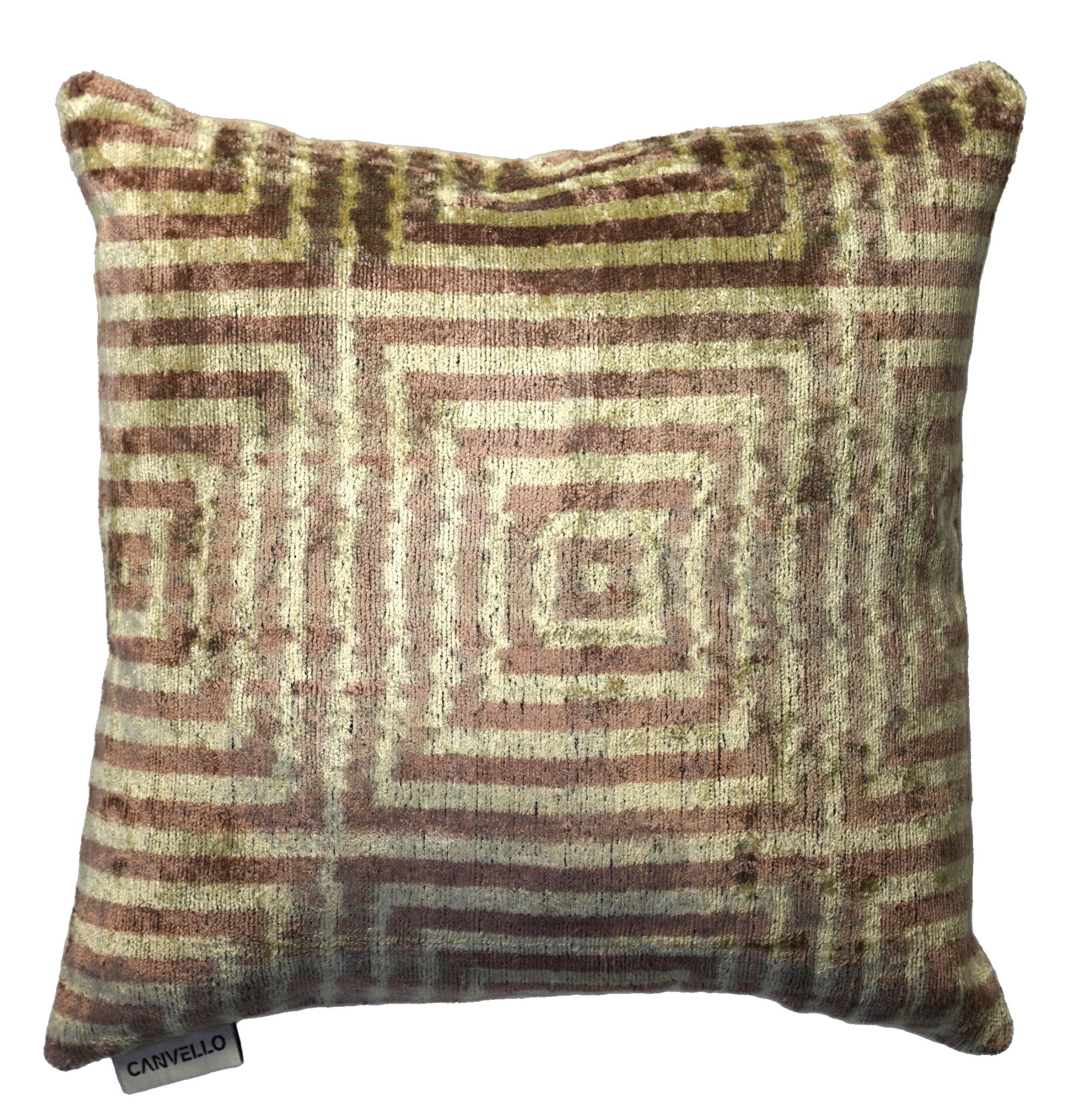 Canvello Brown Velvet Turkish Ikat Pillow - 16'' X 16''