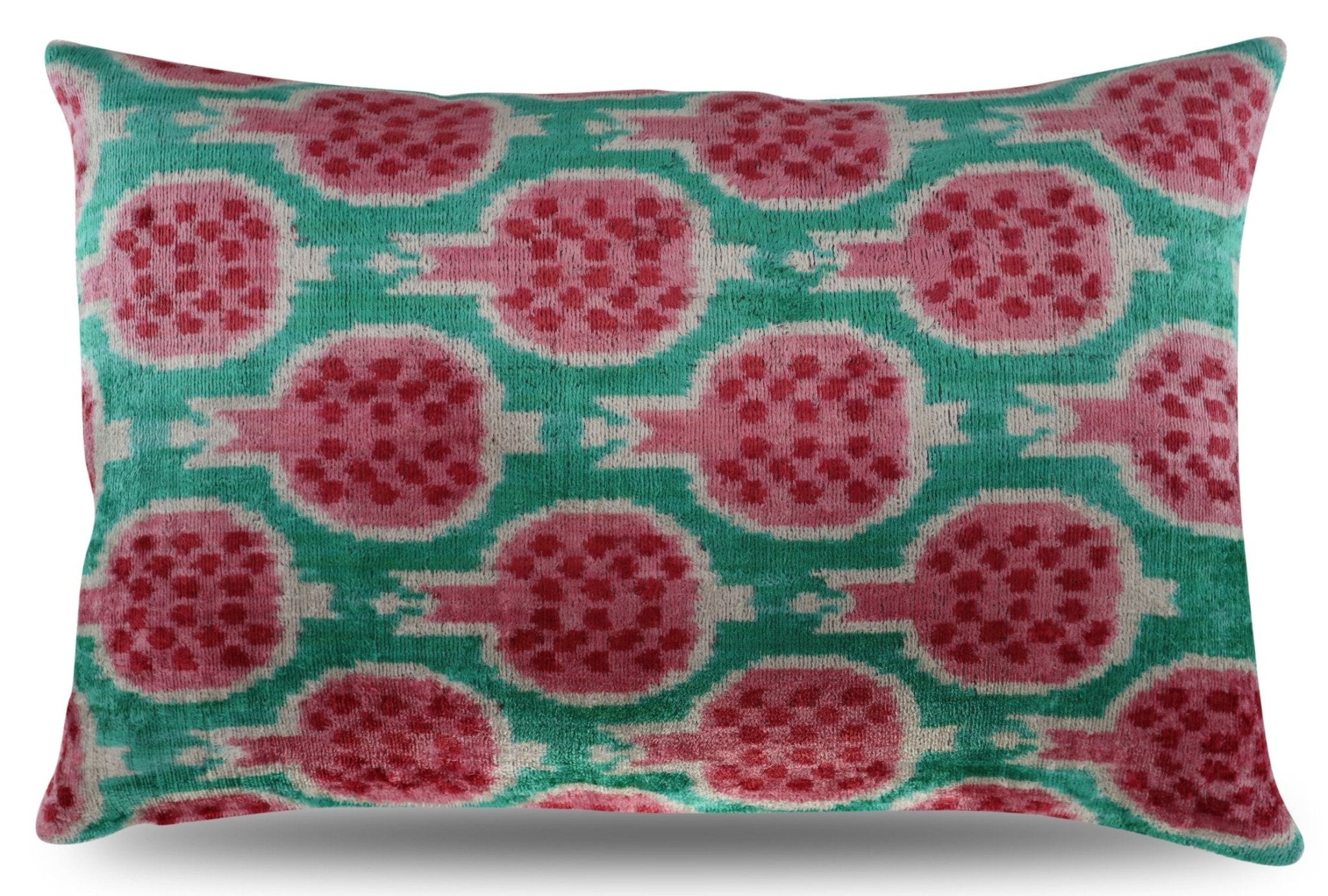 Canvello Decorative Pink Green Pomegranate Pattern Geometric Throw Pillow Down Feather Filled - 16x24 in