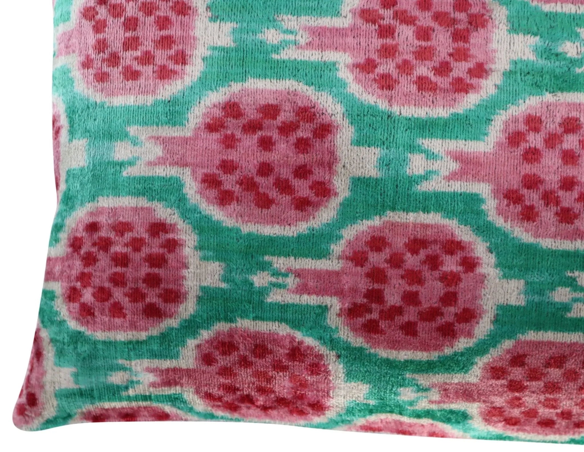 Canvello Decorative Pink Green Pomegranate Pattern Geometric Throw Pillow Down Feather Filled - 16x24 in