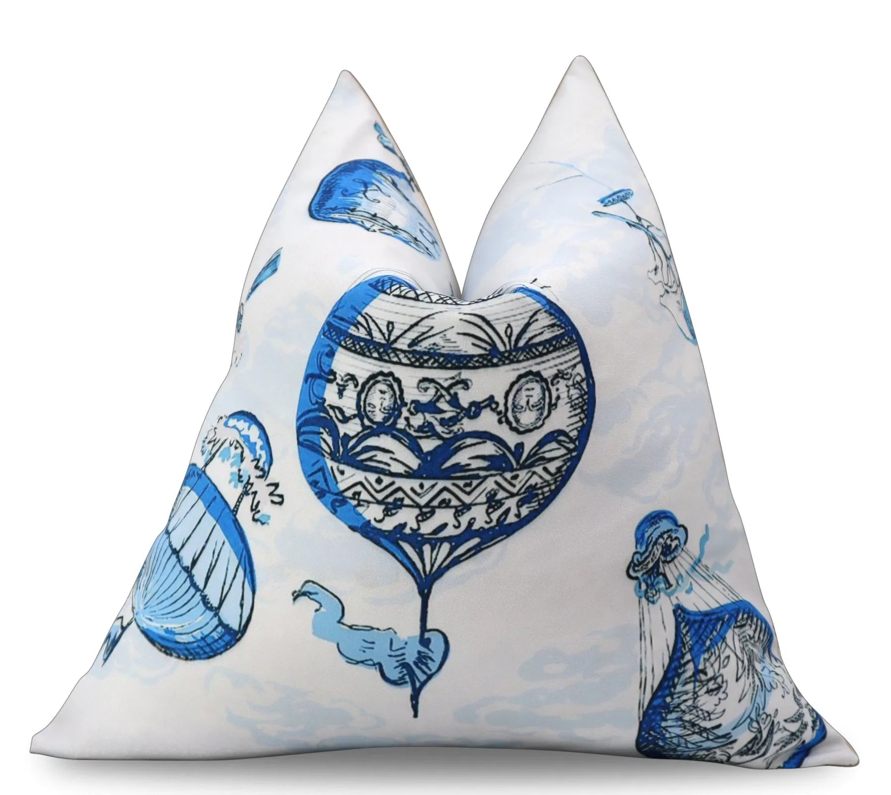 Canvello Elegance in Bloom Blue Print Silk Throw Pillow