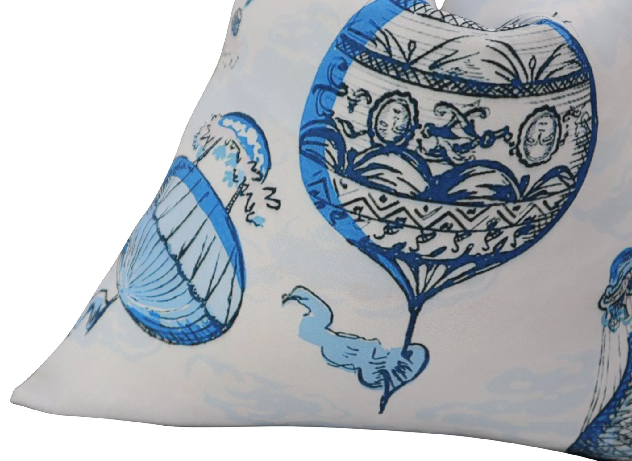 Canvello Elegance in Bloom Blue Print Silk Throw Pillow