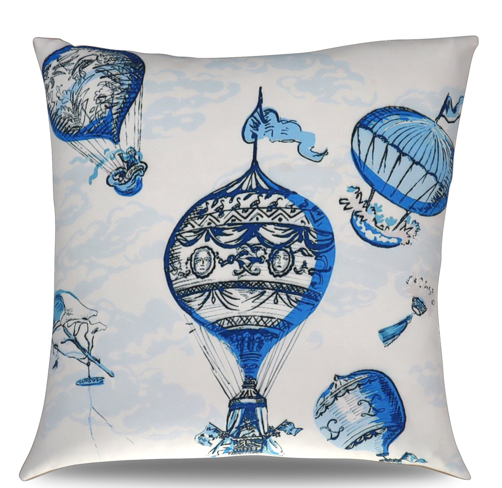 Canvello Elegance in Bloom Blue Print Silk Throw Pillow