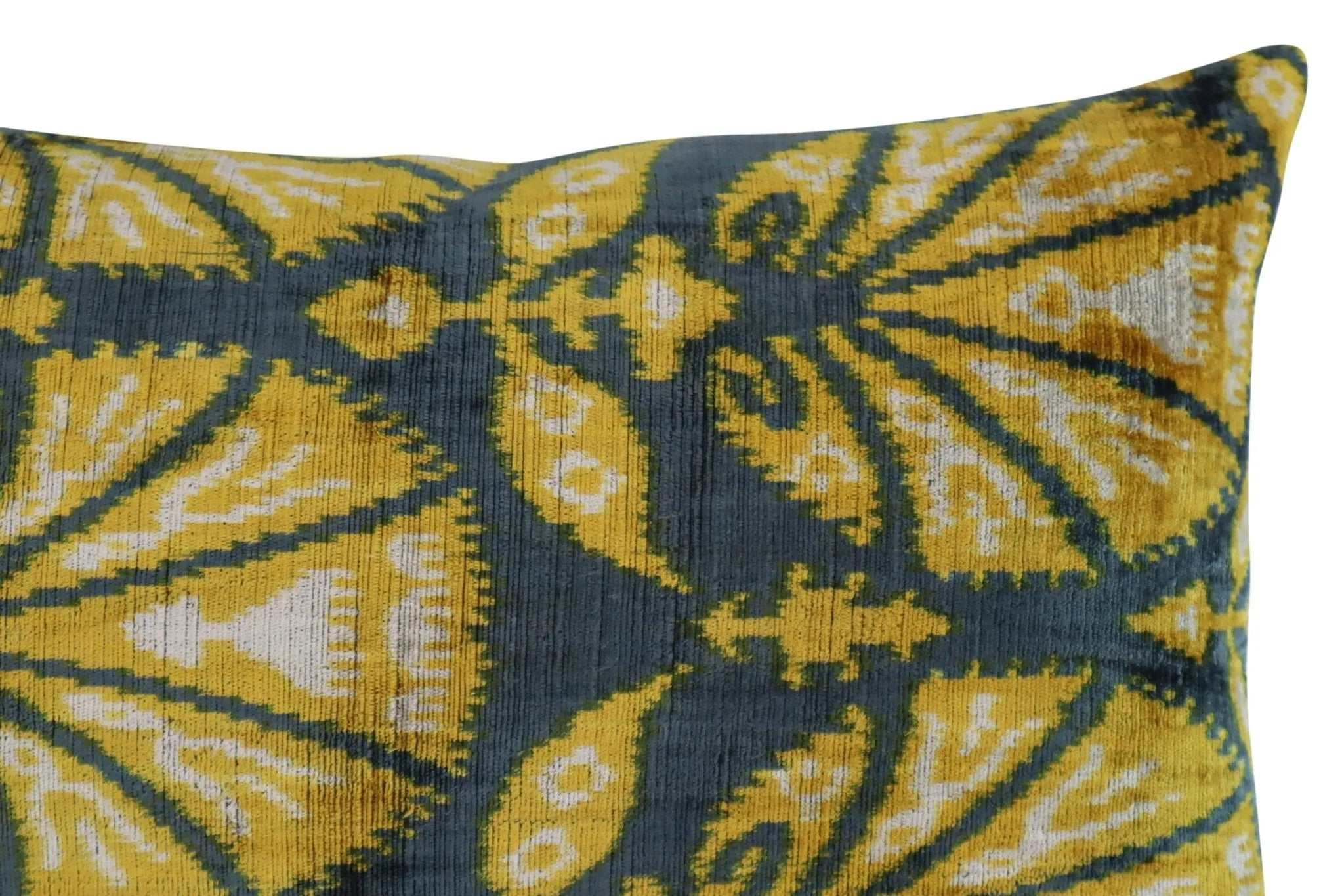 Canvello Gold Gray Handmade 16x24 Silk Velvet Pillow, Organic Veg Dyed, Down/Feather Filled