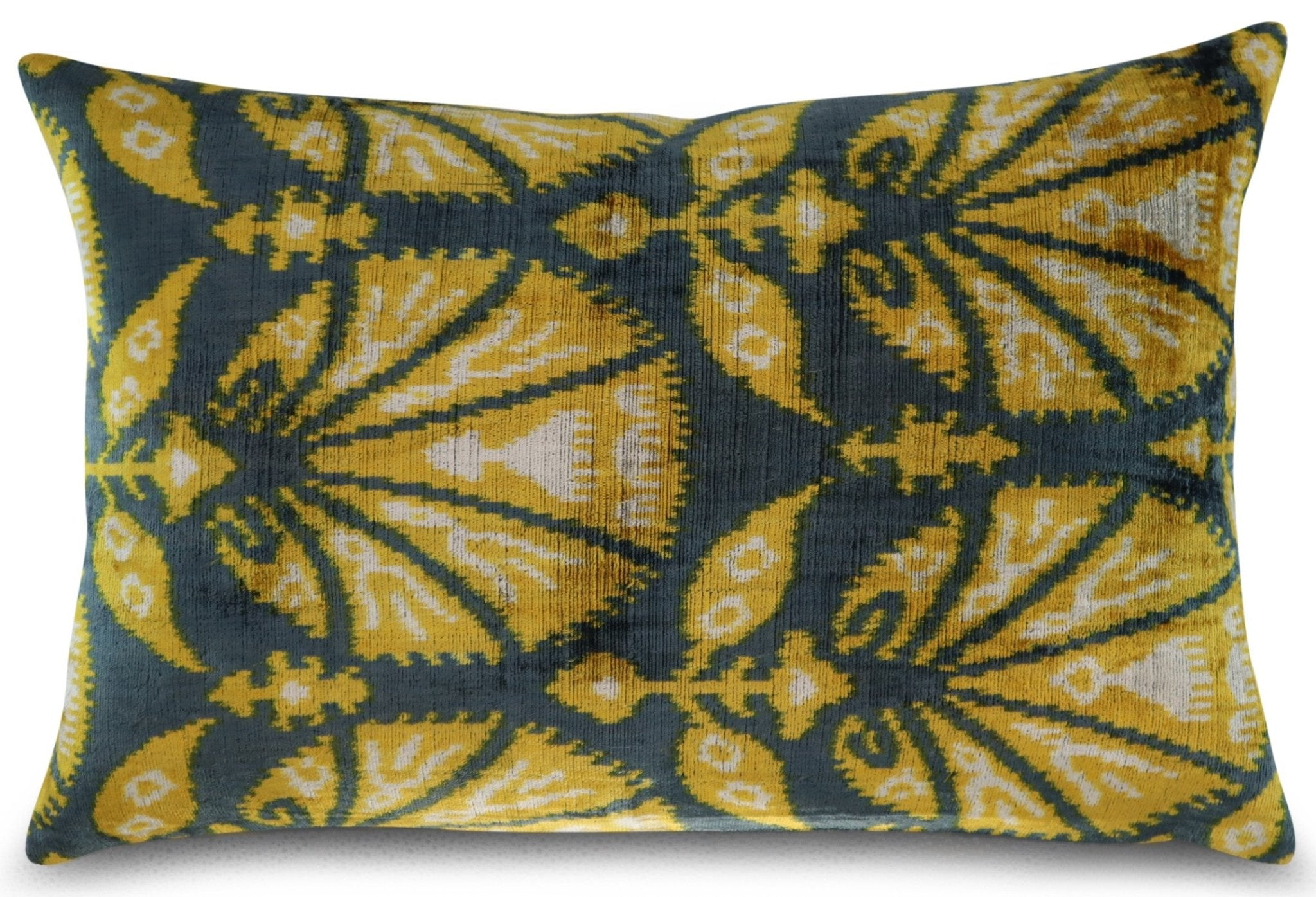 Canvello Gold Gray Handmade 16x24 Silk Velvet Pillow, Organic Veg Dyed, Down/Feather Filled