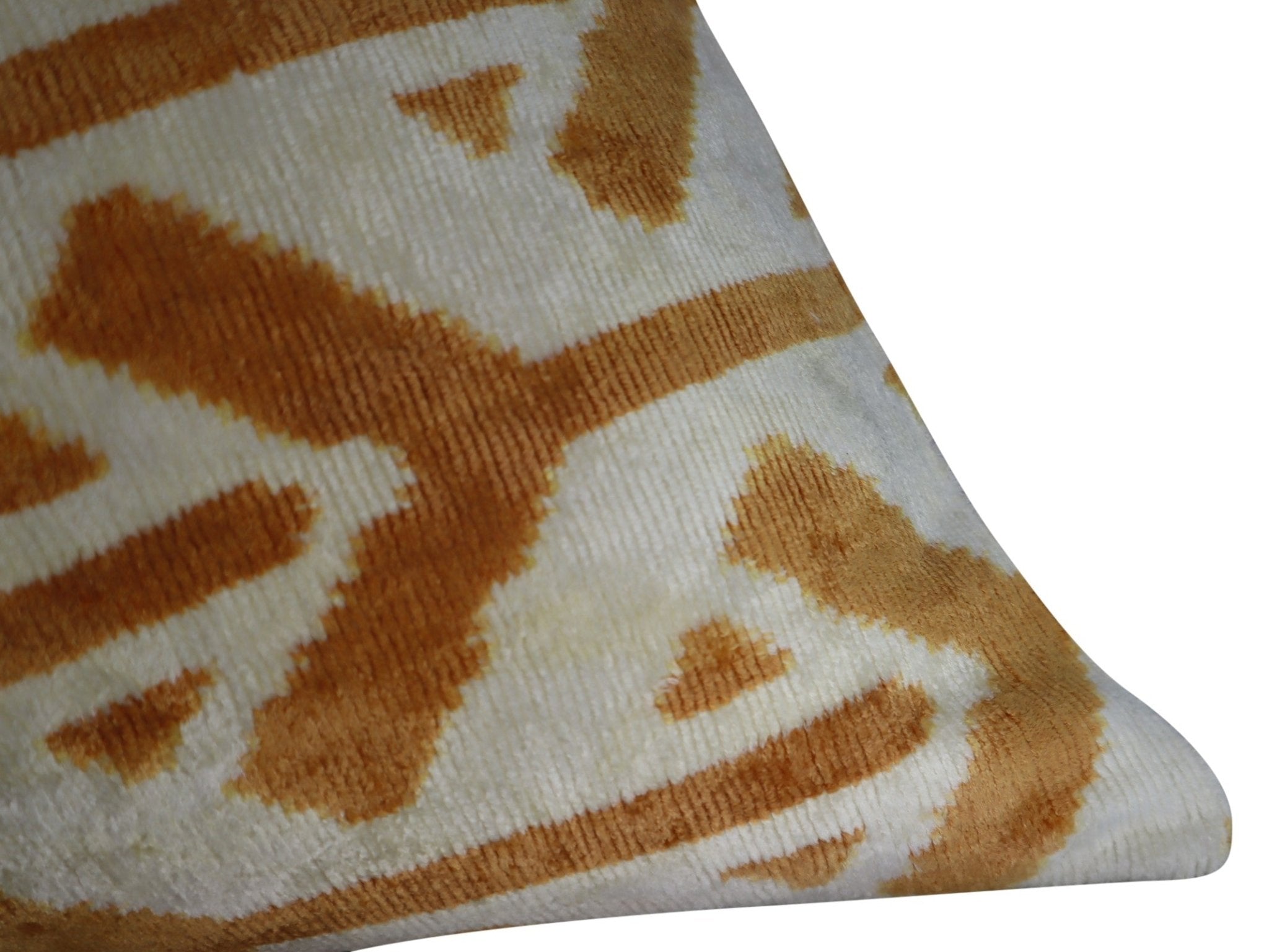 Canvello Gold Ivory Handmade 16x24 Silk Velvet Pillow, Organic Veg Dyed, Down/Feather Filled