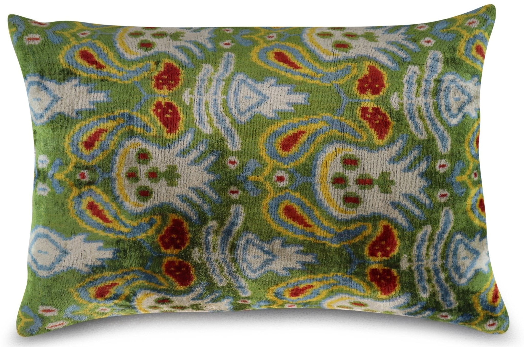 Canvello Green Handmade 16x24 Silk Velvet Pillow, Organic Veg Dyed, Down/Feather Filled