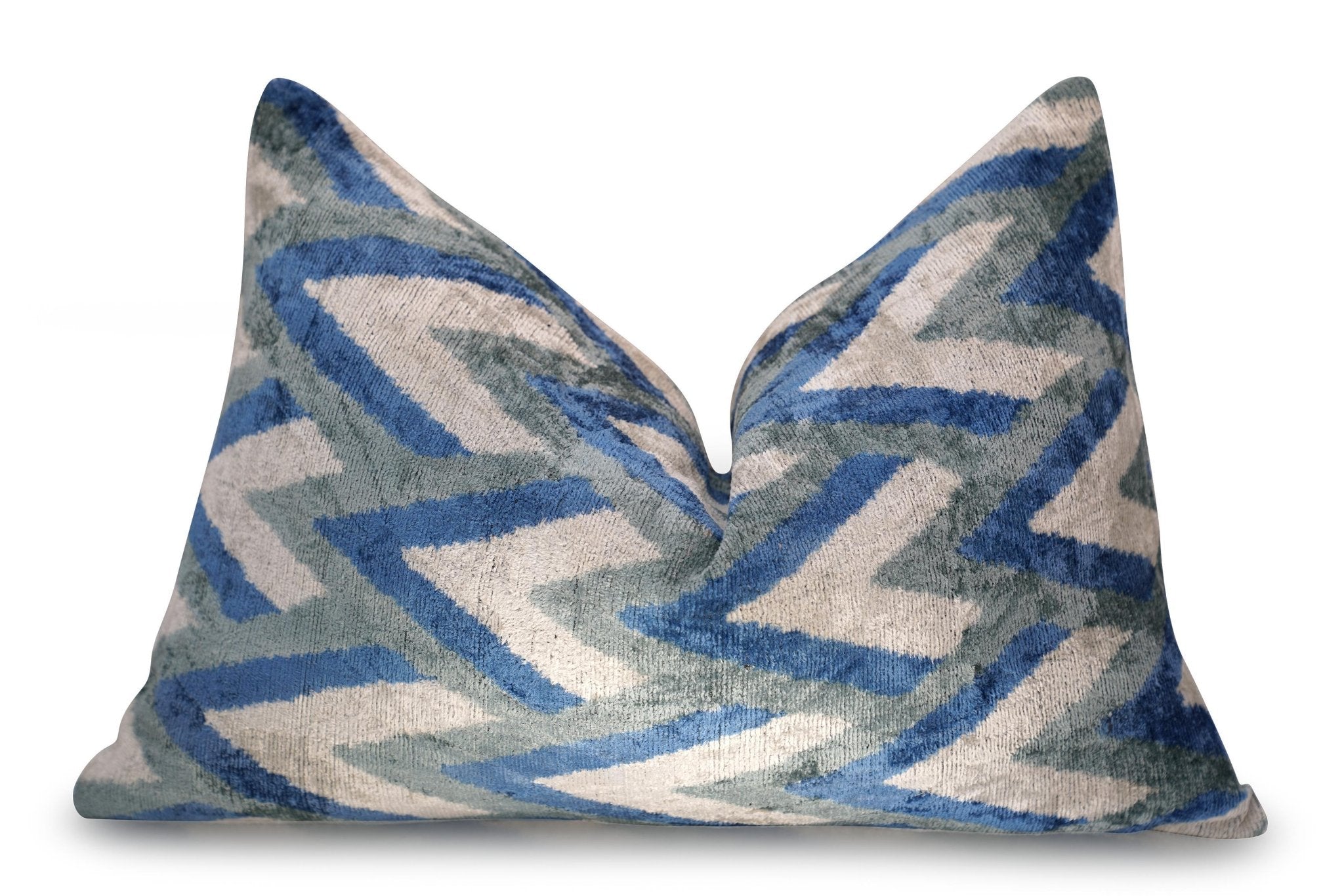 Canvello Handmade Blue Gray Silver Chevron Throw Pillows - 24x16