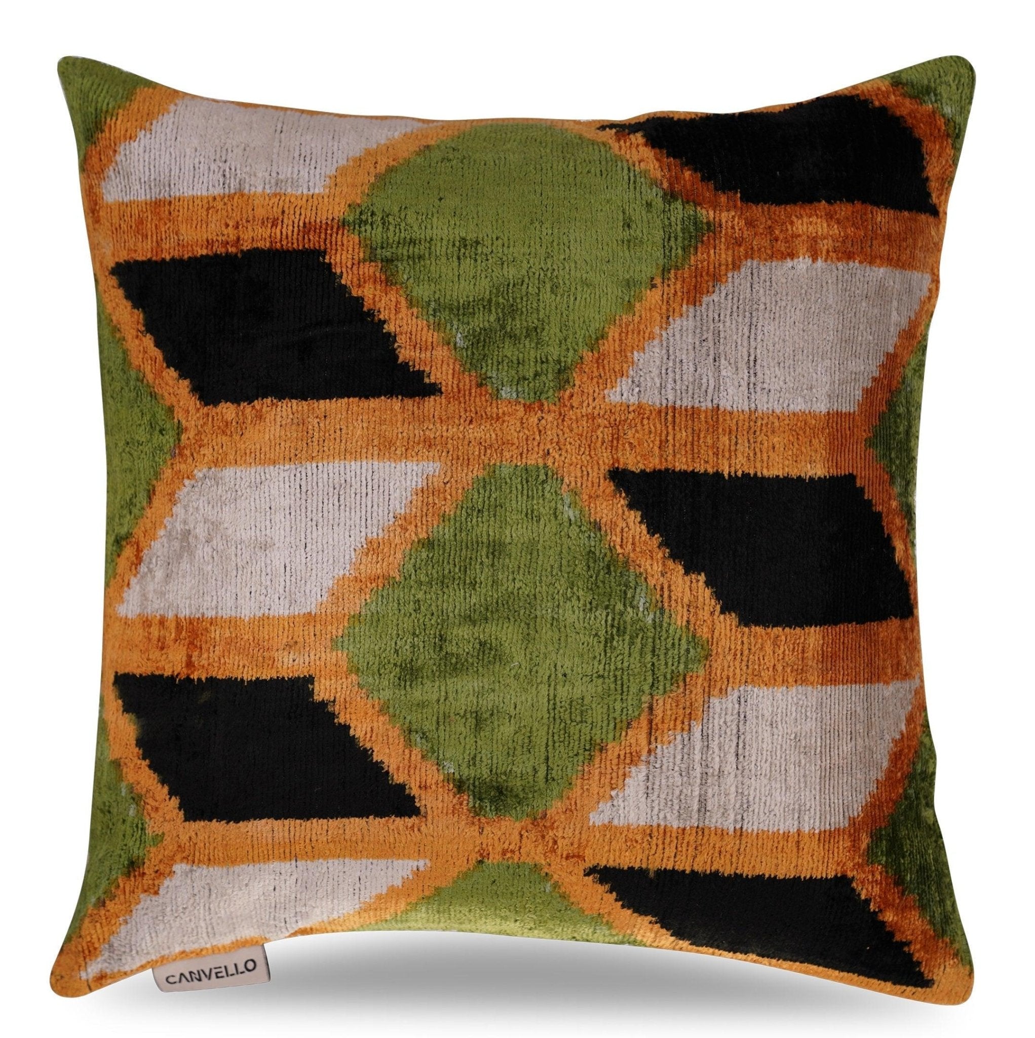 Canvello Handmade Gold Army Green Throw Pillows - 16x16 inch