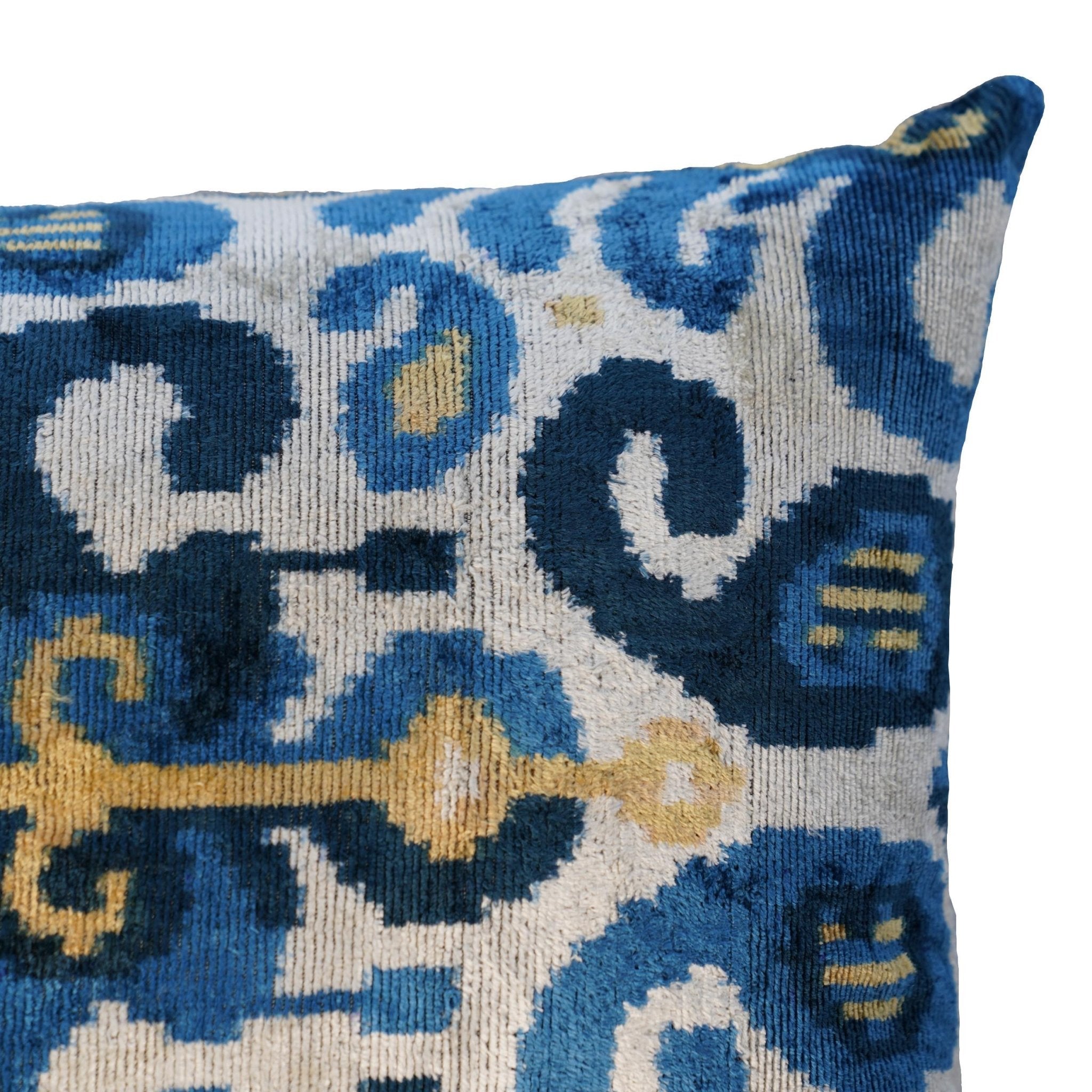 Canvello Handmade Gold Blue Velvet Throw Pillows | 16 x 24 in (40 x 60 cm)