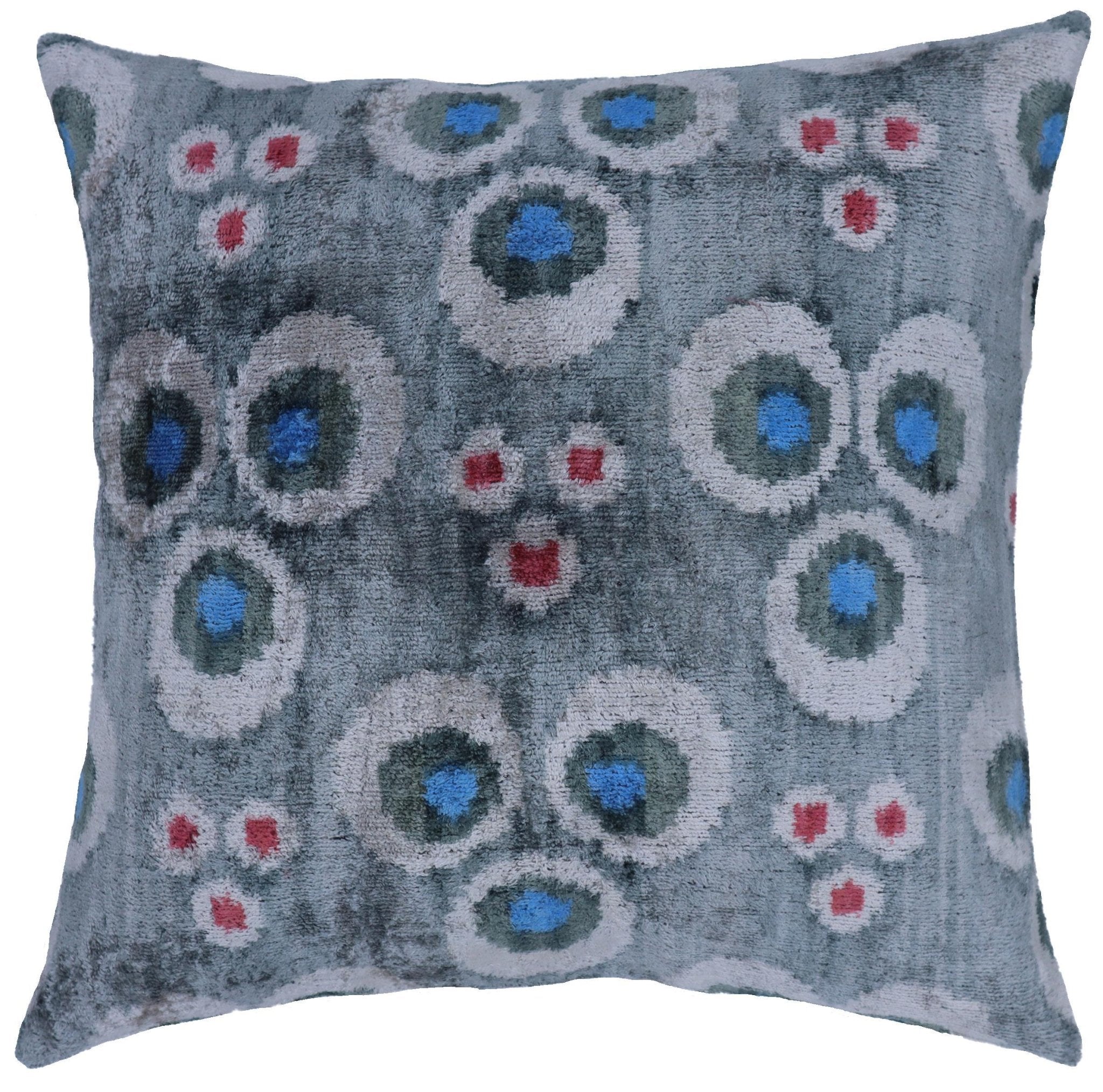 Canvello Handmade Gray Blue Velvet Throw Pillow - 18x18