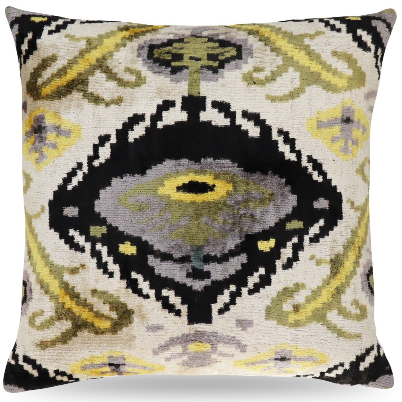 Canvello Handmade Gray Ivory Gold Velvet Throw Pillows - 20x20