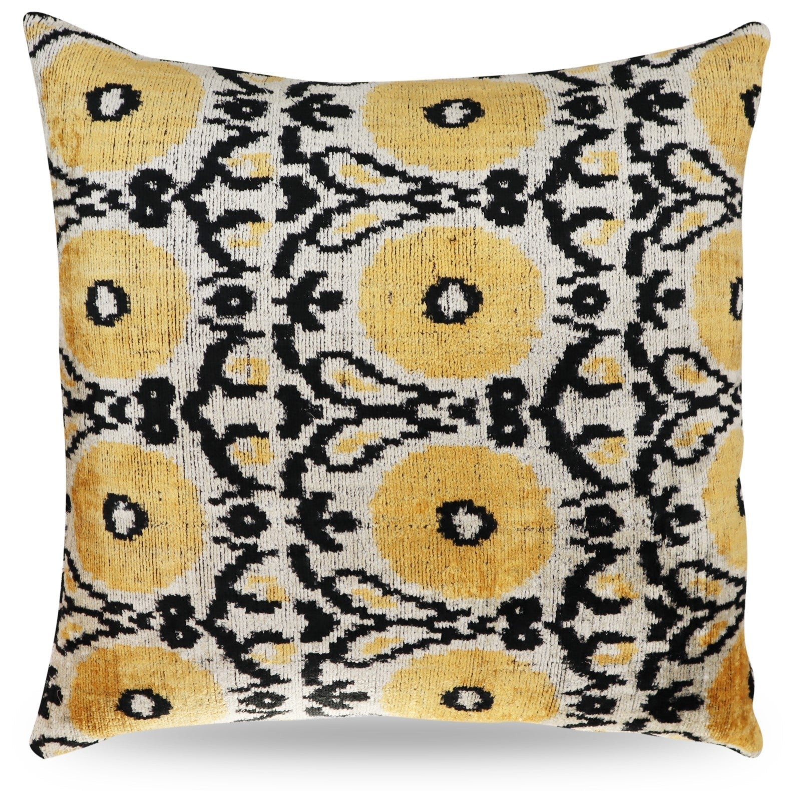 Canvello Handmade Gray Ivory Yellow Velvet Throw Pillows - 20x20