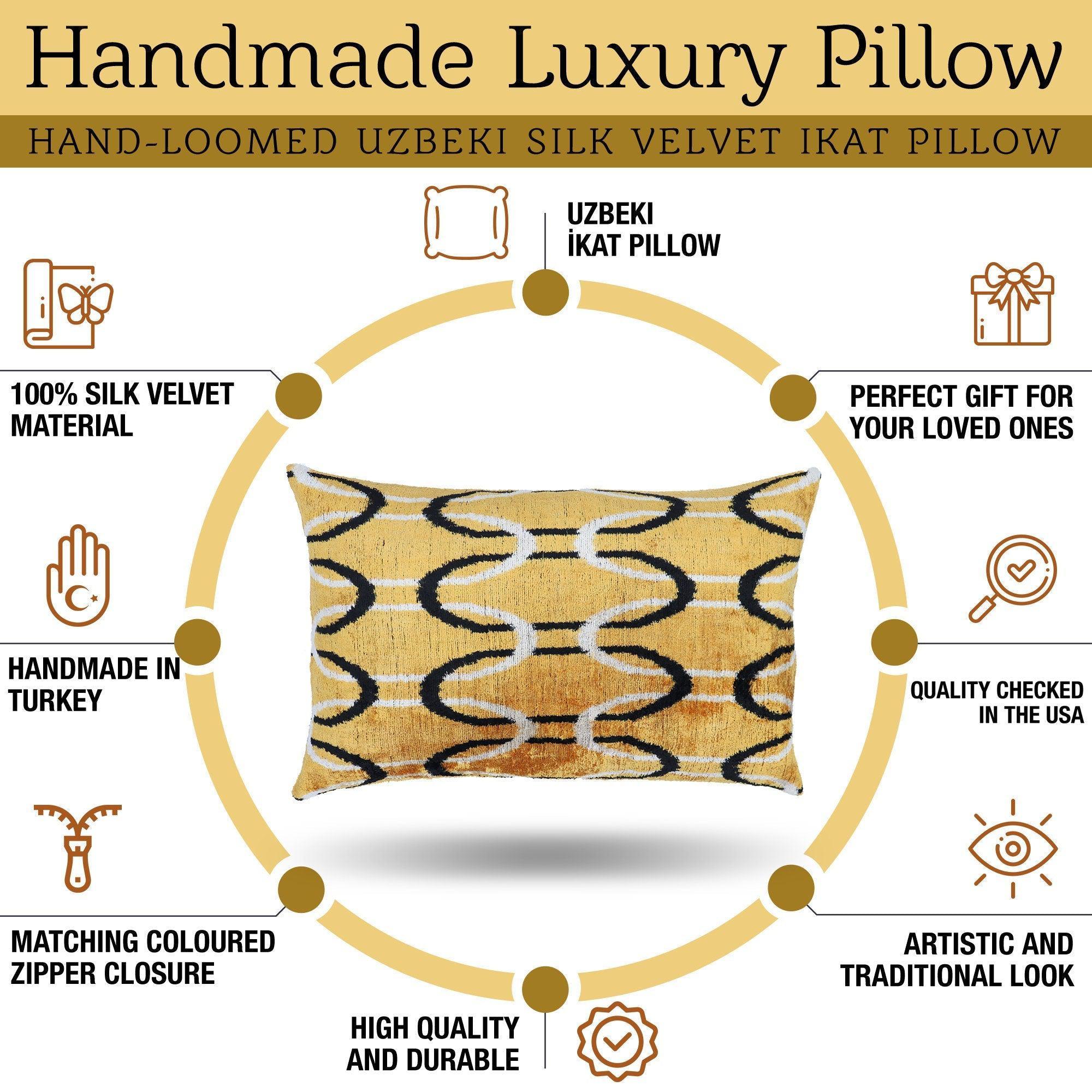 Canvello Handmade Luxury Velvet Gold Pillow - 16x24