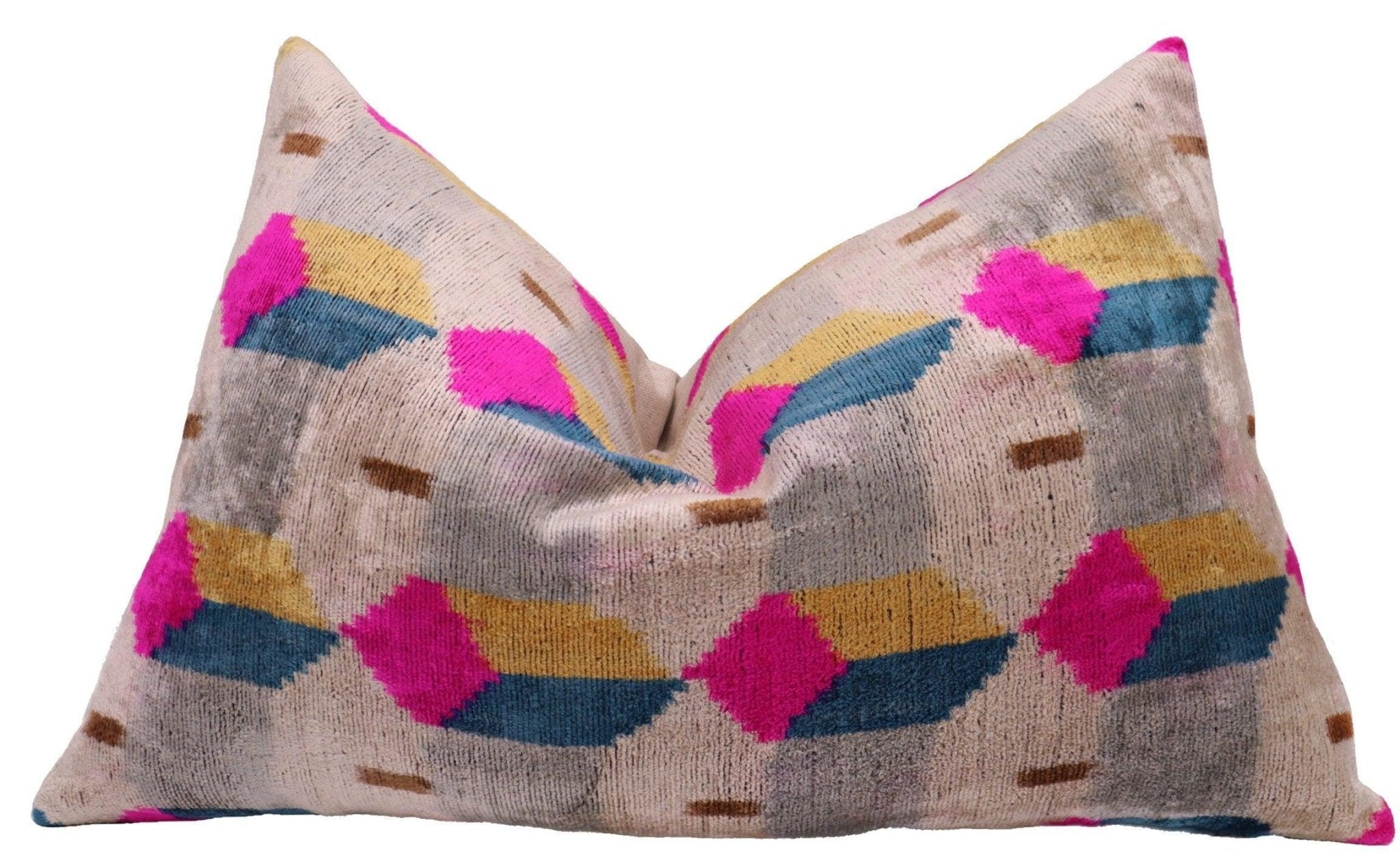 Canvello Handmade PinkGray Geometic Throw Pillow - 16x24 in