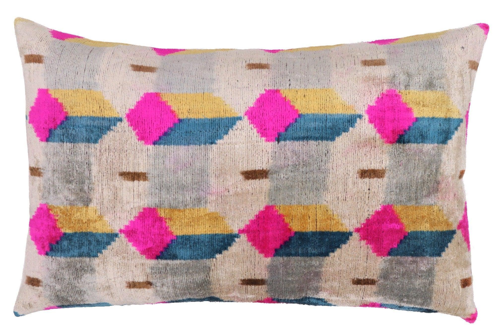 Canvello Handmade PinkGray Geometic Throw Pillow - 16x24 in