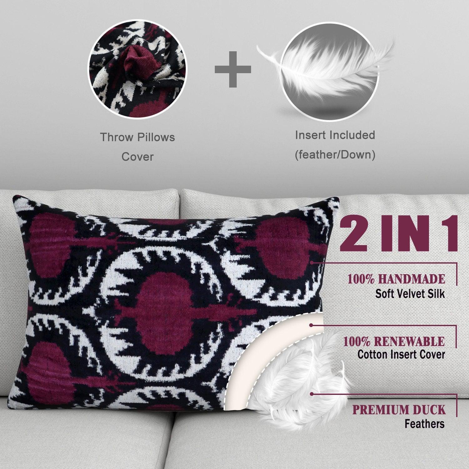 Canvello Handmade Purple Pomegranate Lumbar Pillow For Couch - 16x24 in