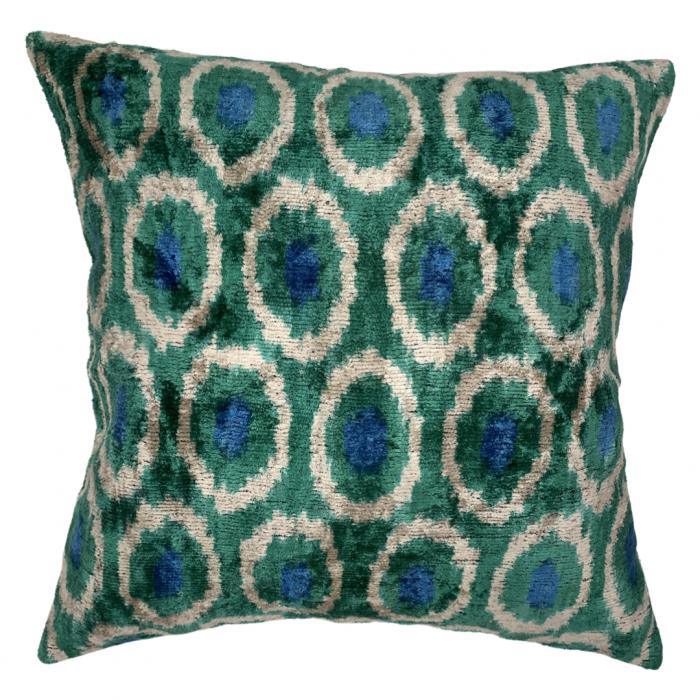 Canvello Light Blue Velvet Ikat Pillow - 16'' X 16''