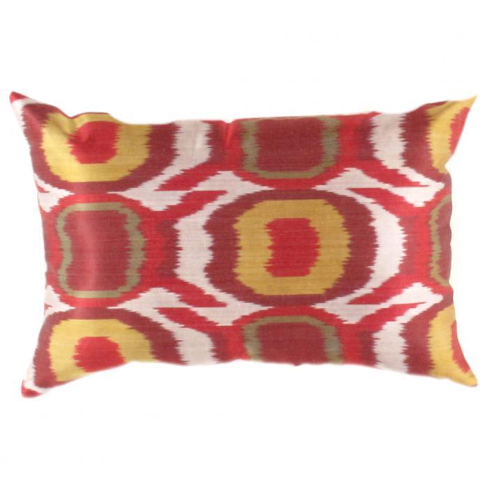 Canvello Multi Color Turkish Rust Silk ikat pillow - 16'' X 24''