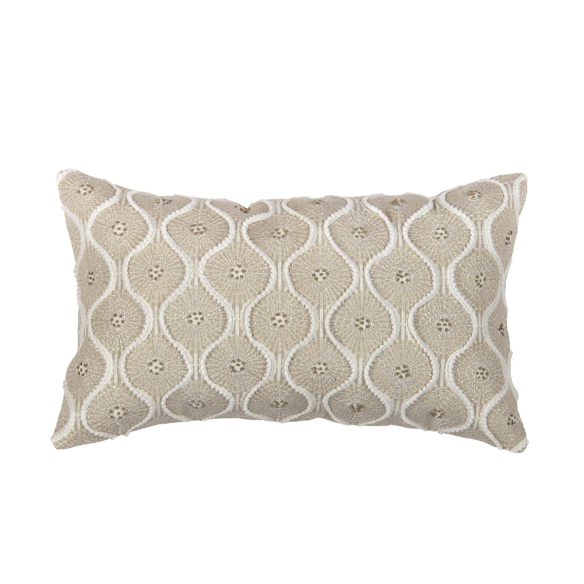 Canvello Naples Embroidered Pillow, Beige/Ivory