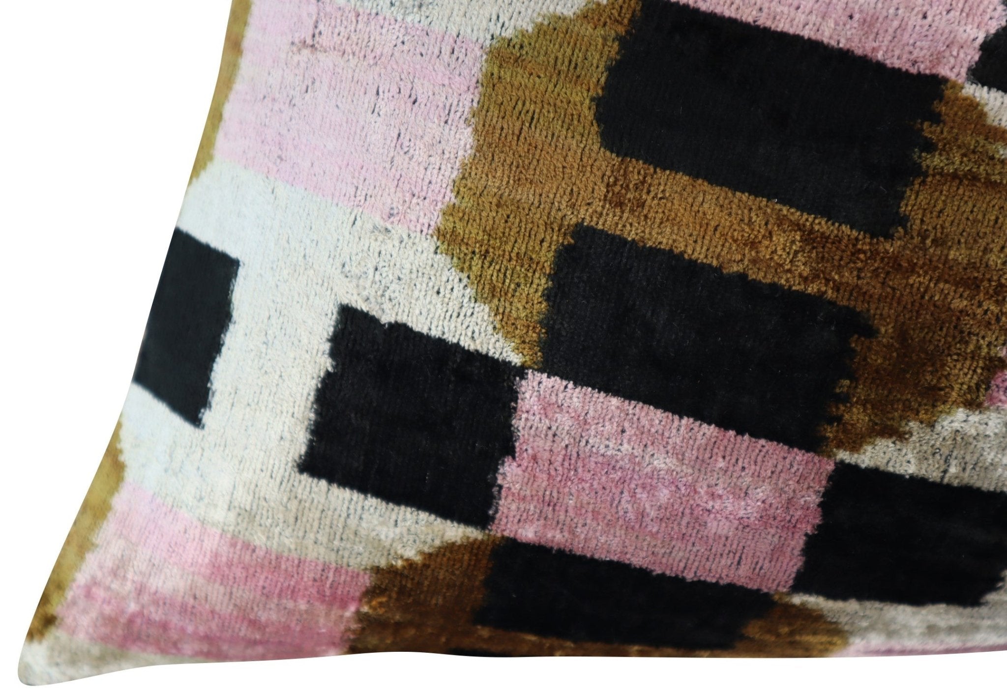 Canvello Pink Brown Handmade 16x24 Silk Velvet Pillow, Organic Veg Dyed, Down/Feather Filled