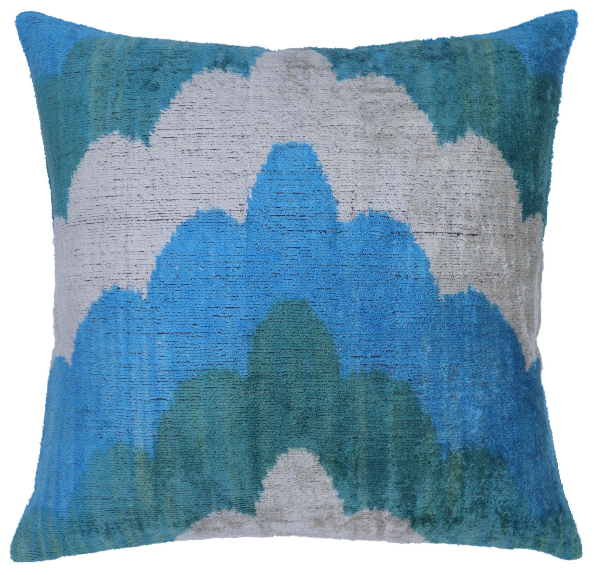 Canvello Silk Velvet Blue Green Throw Pillow - 20x20 in