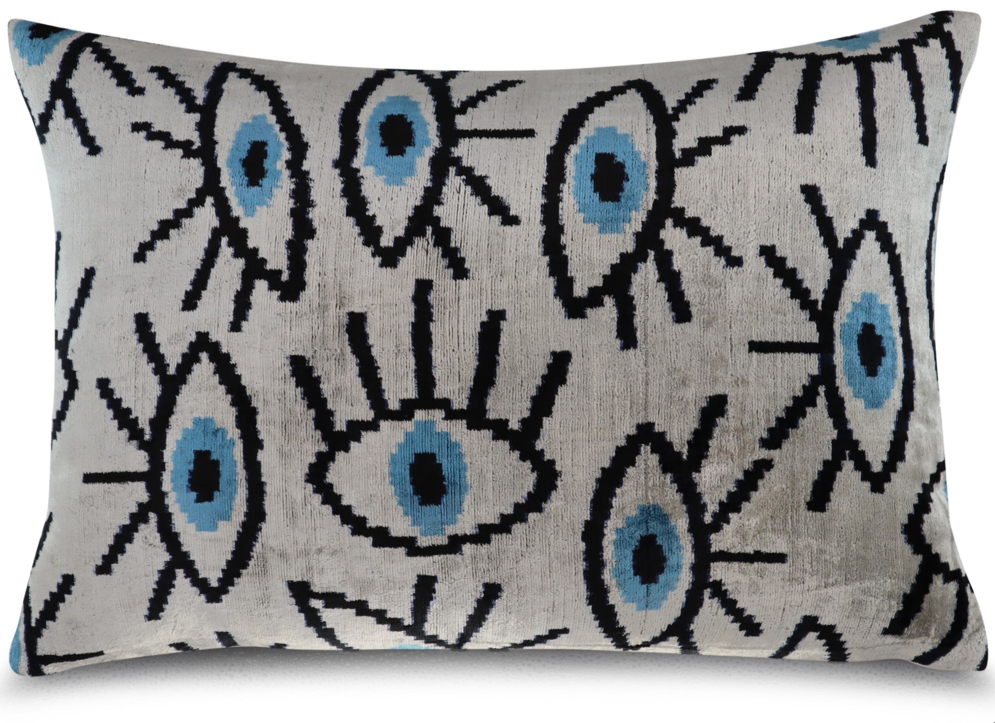 Canvello Silver Black Blue Vegetable Dyed Handmade Turkish Silk Velvet Pillow - A Work of Art