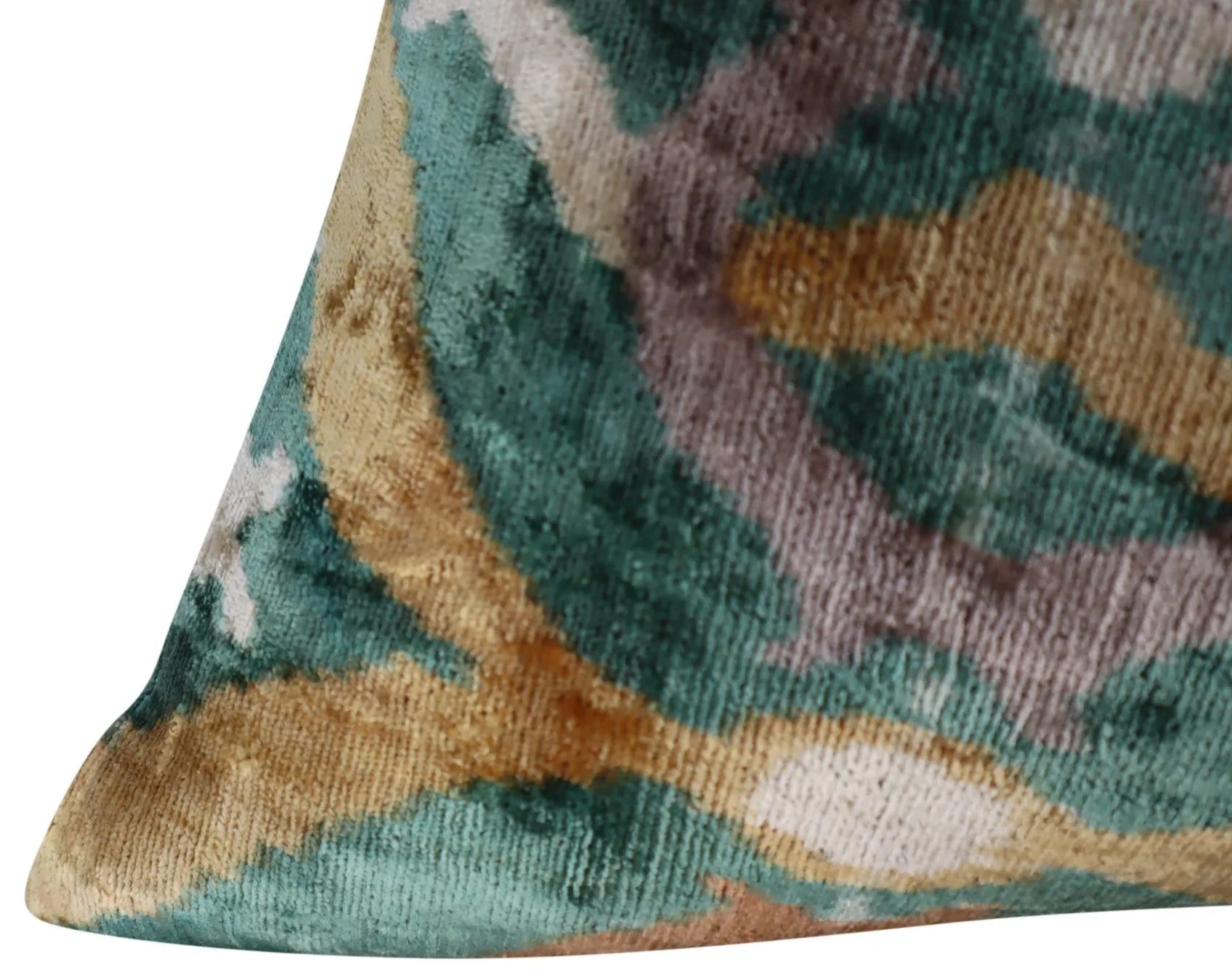 Canvello Teal Beige Brown Vegetable Dyed Handmade Turkish Silk Velvet Pillow - A Work of Art