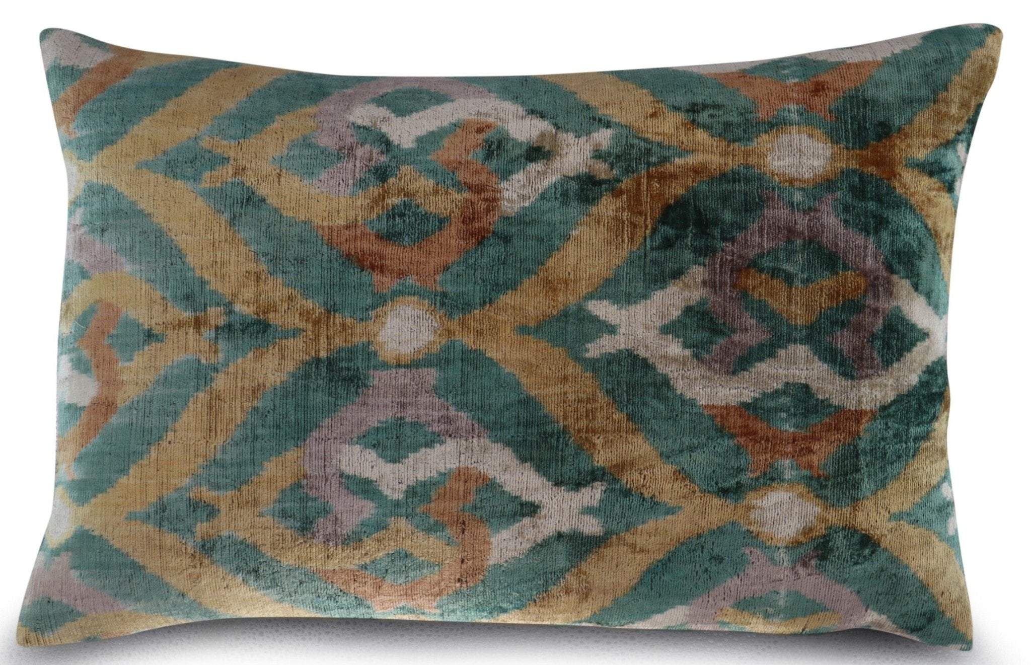 Canvello Teal Beige Brown Vegetable Dyed Handmade Turkish Silk Velvet Pillow - A Work of Art