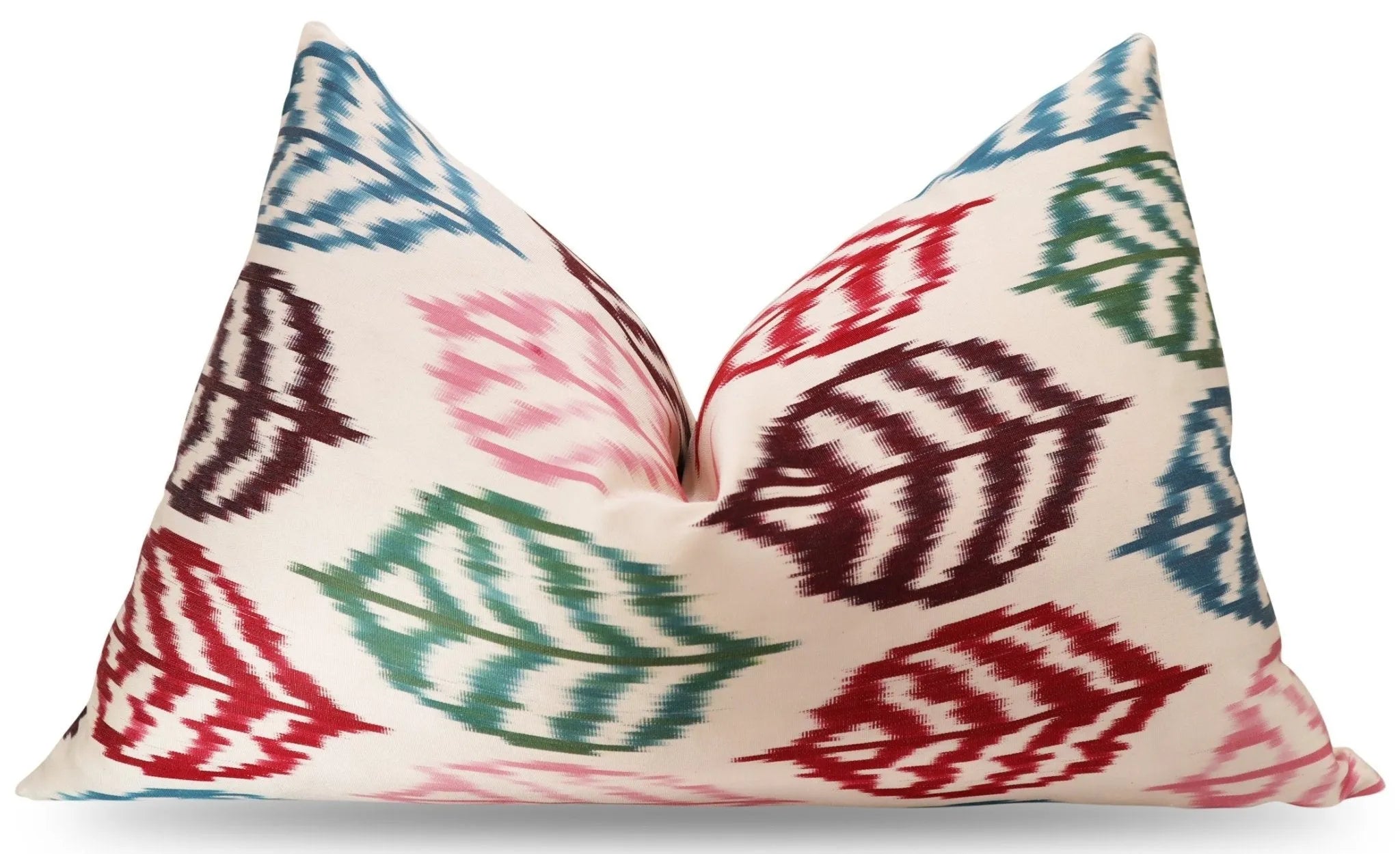 Canvello Turkish Silk Ikat White Throw Pillow - TI 28