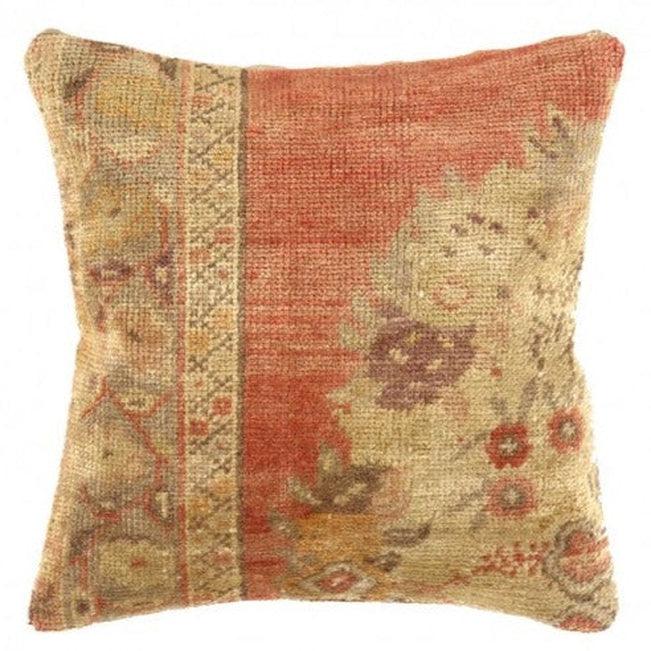 Canvello Vintage Turkish Hand Knotted Rug Pillow - 16" X 16"