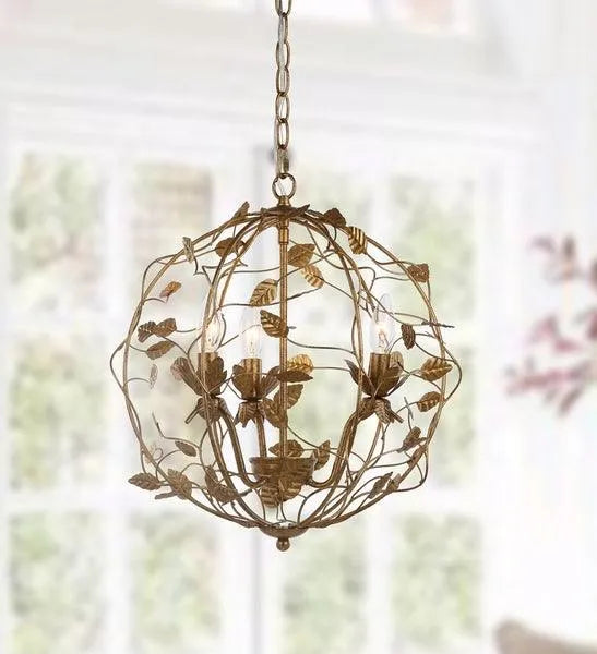 Safavieh Austen Gold Leaf Cage Chandelier